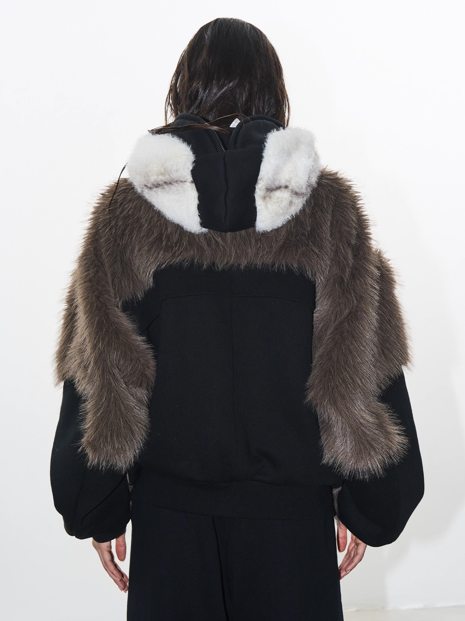 EXITMODE BY BLINDNOPLAN Color-Block Masked Fleece Jacket