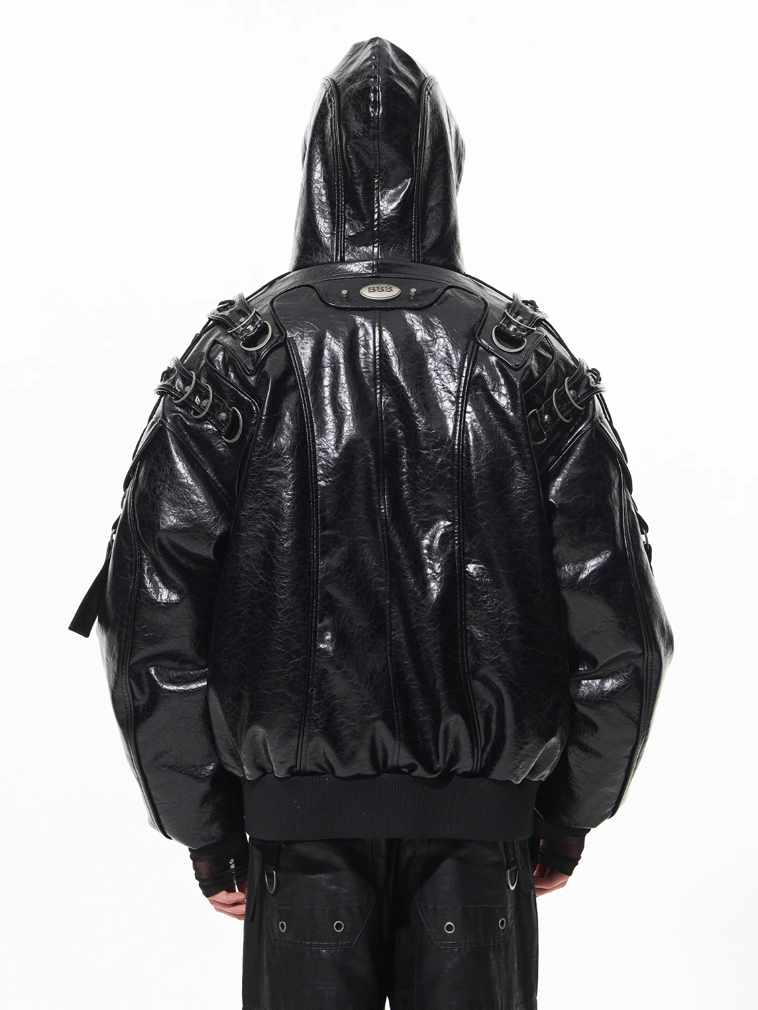 BLINDNOPLAN Heavy-Duty Bomber Hooded Aviator Metal Accents Jacket 