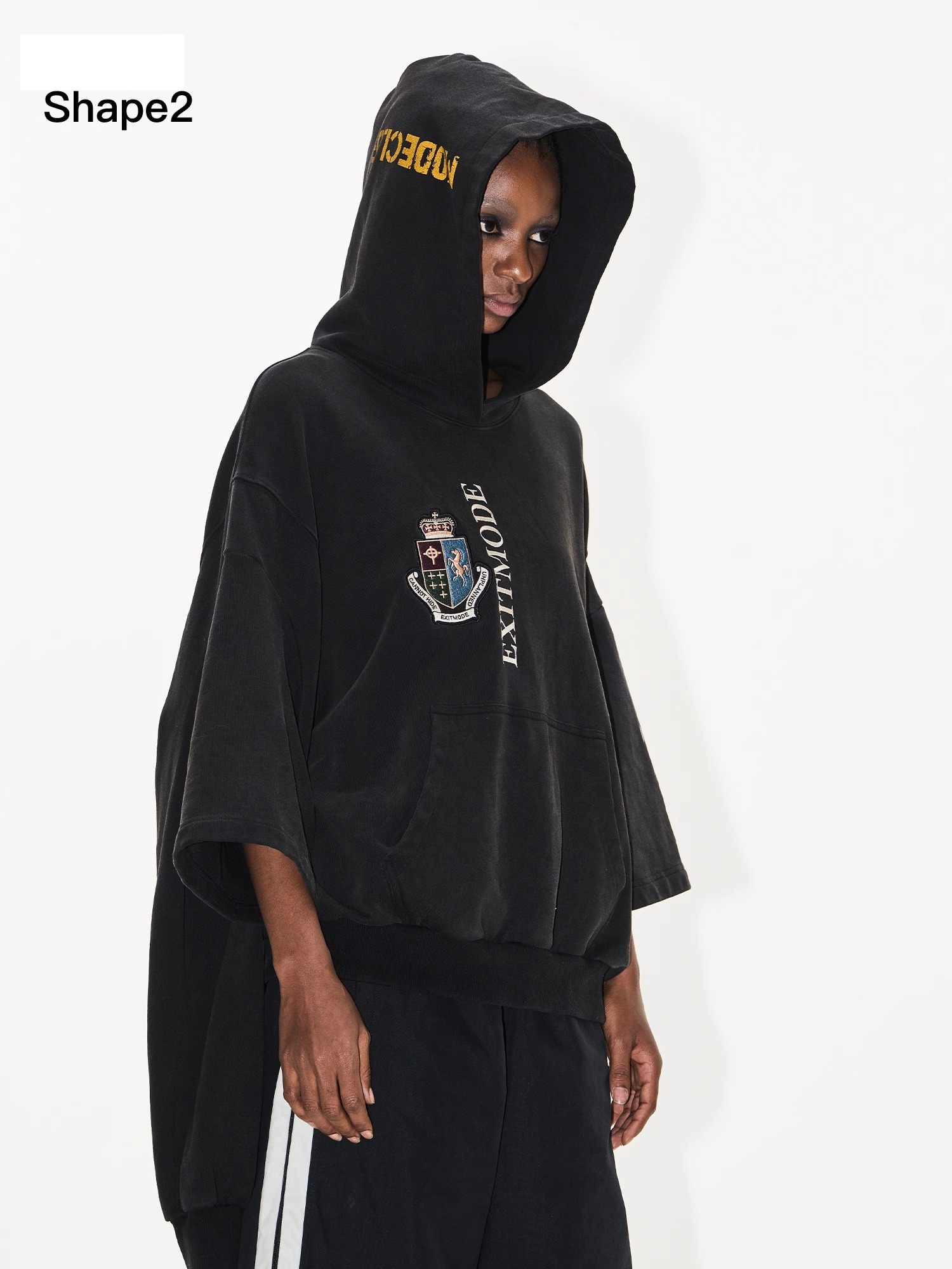 EXITMODE BY BLINDNOPLAN Distressed Embroidered Dual-Sleeve Hoodie