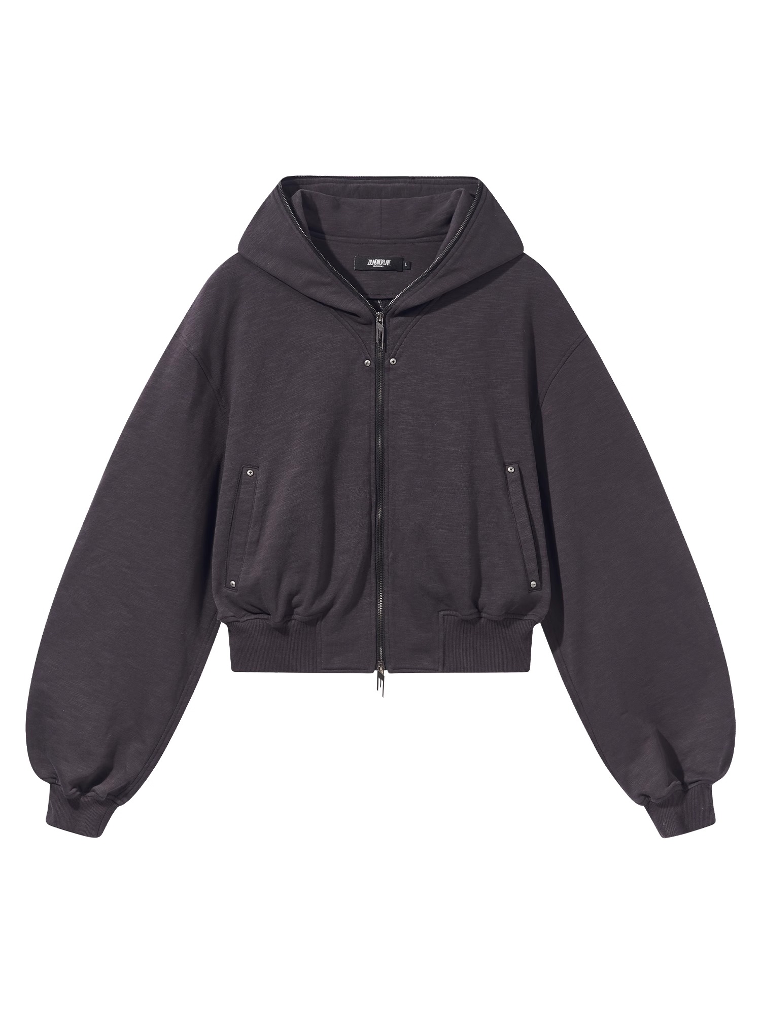 BLINDNOPLAN Tri-Color Hooded Logo Studded Slub Hoodie