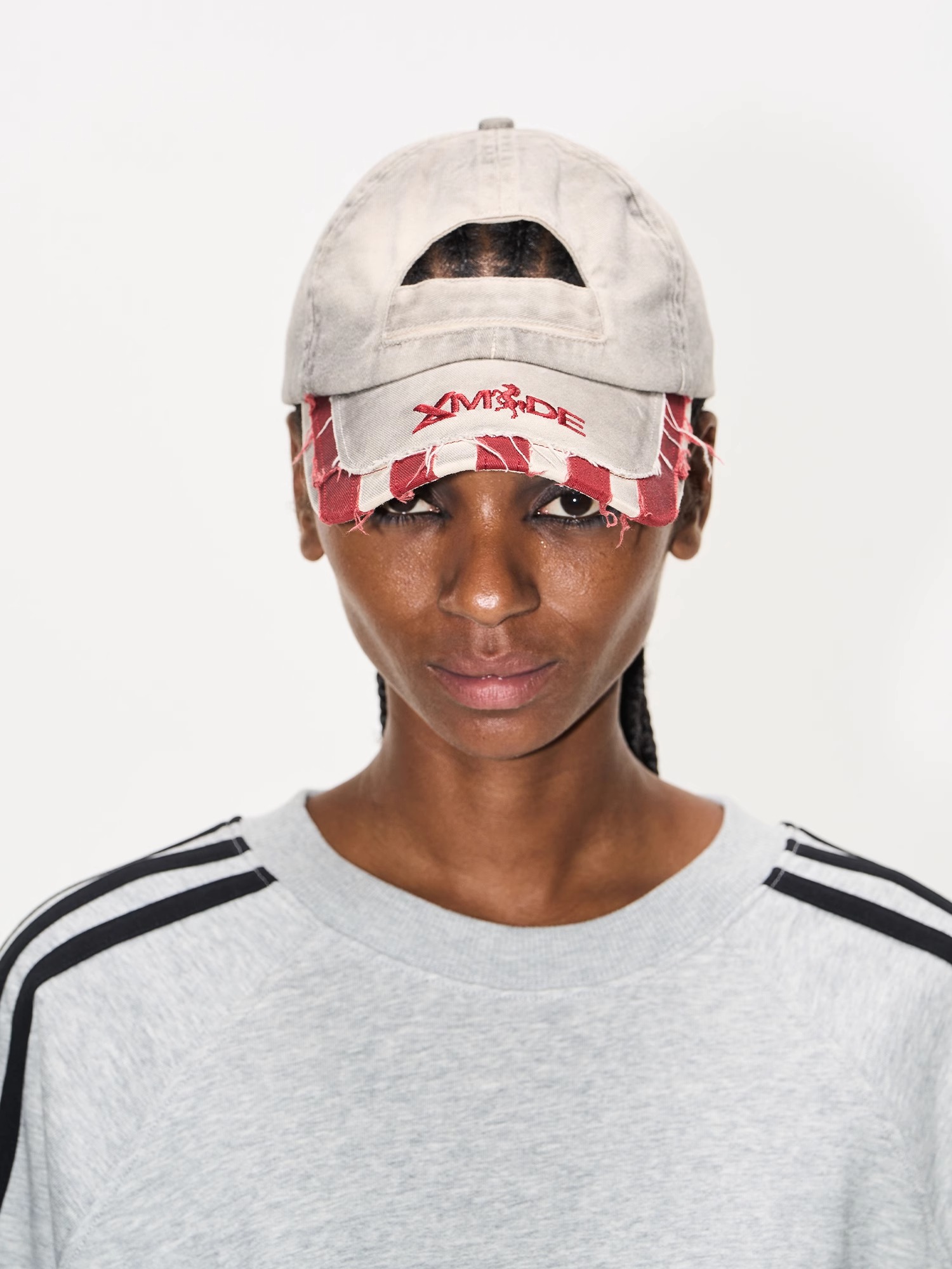 EXITMODE BY BLINDNOPLAN Washed Distressed Frayed Patch Adjustable Cap