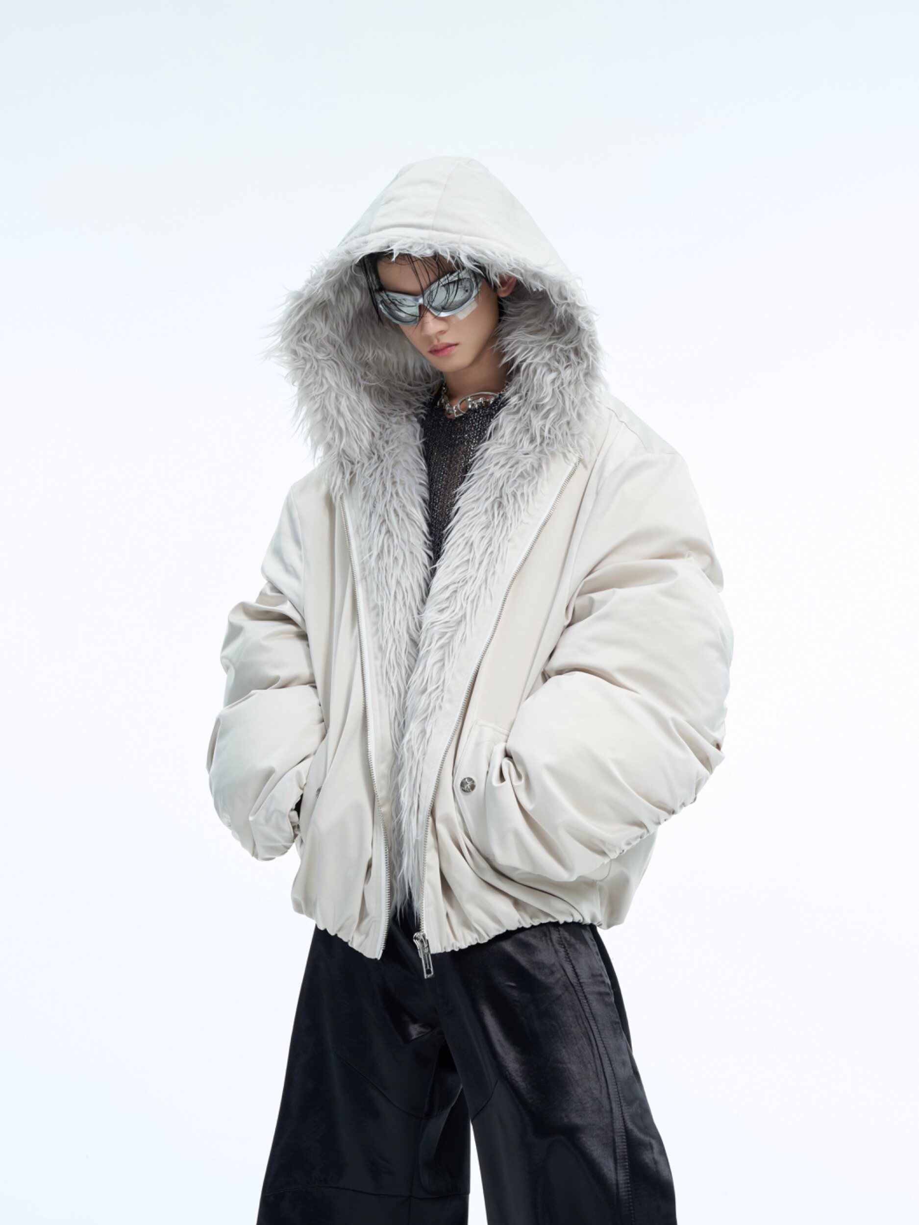 Plush Patchwork Hooded Quilted Jacket