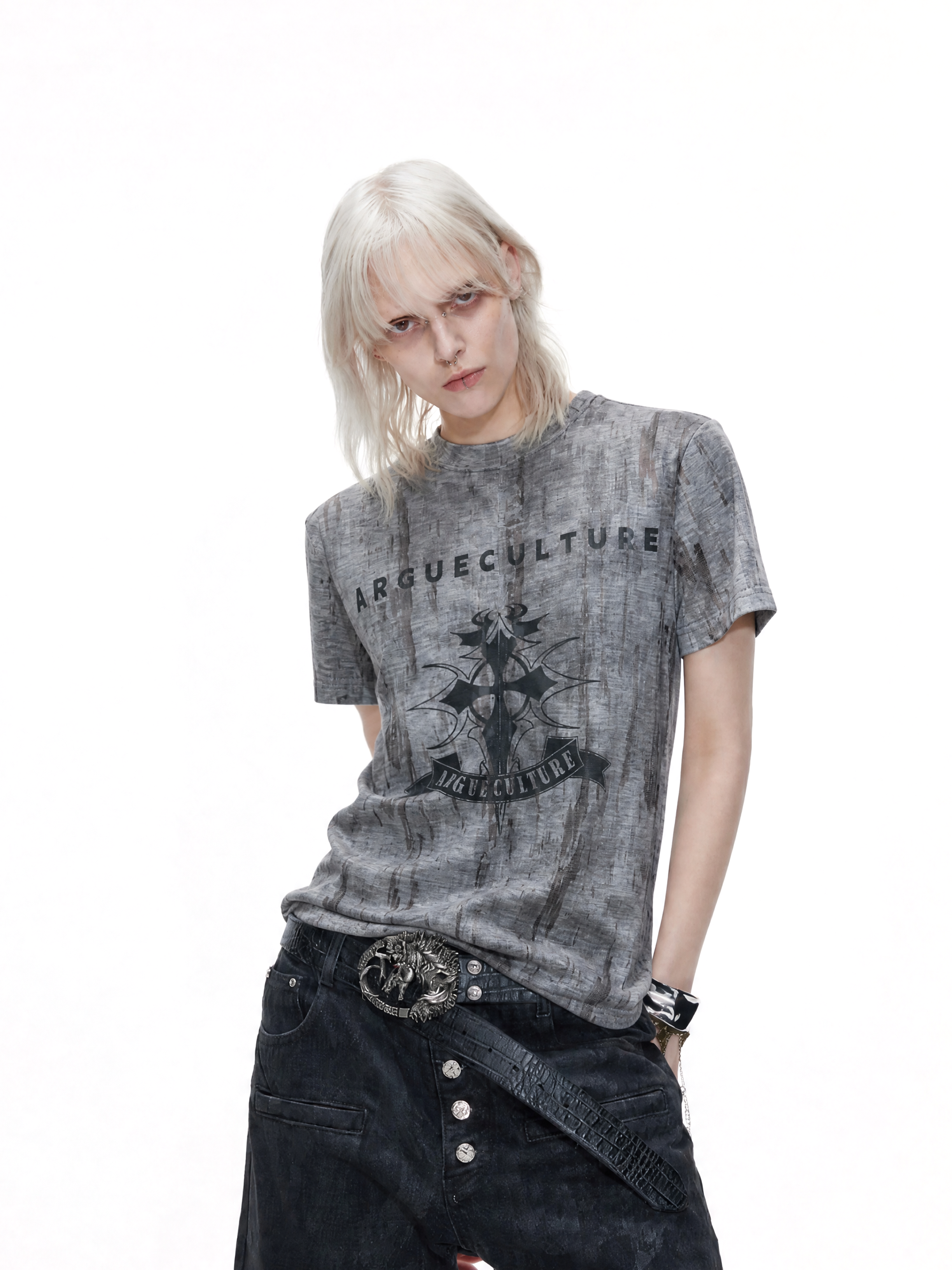 Vintage Distressed Tie-Dye Cropped T-Shirt