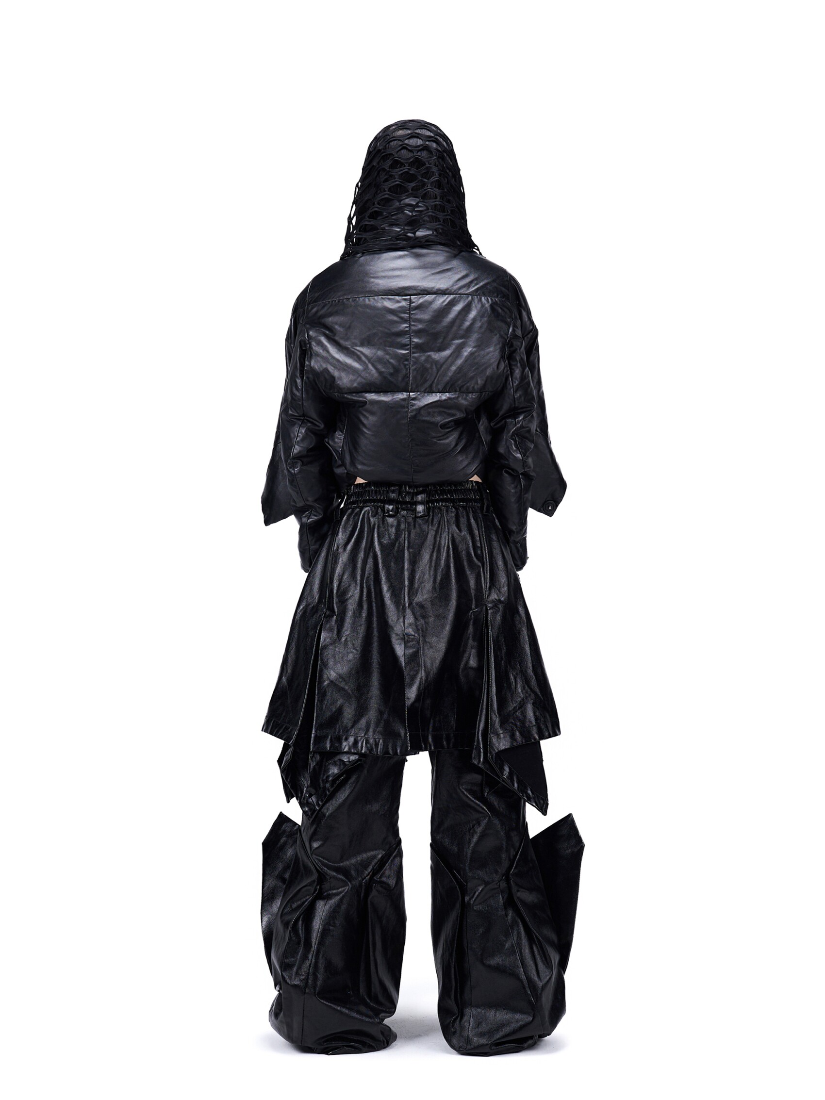 "Blade" Coated Faux Two-Piece Skirt-Pants