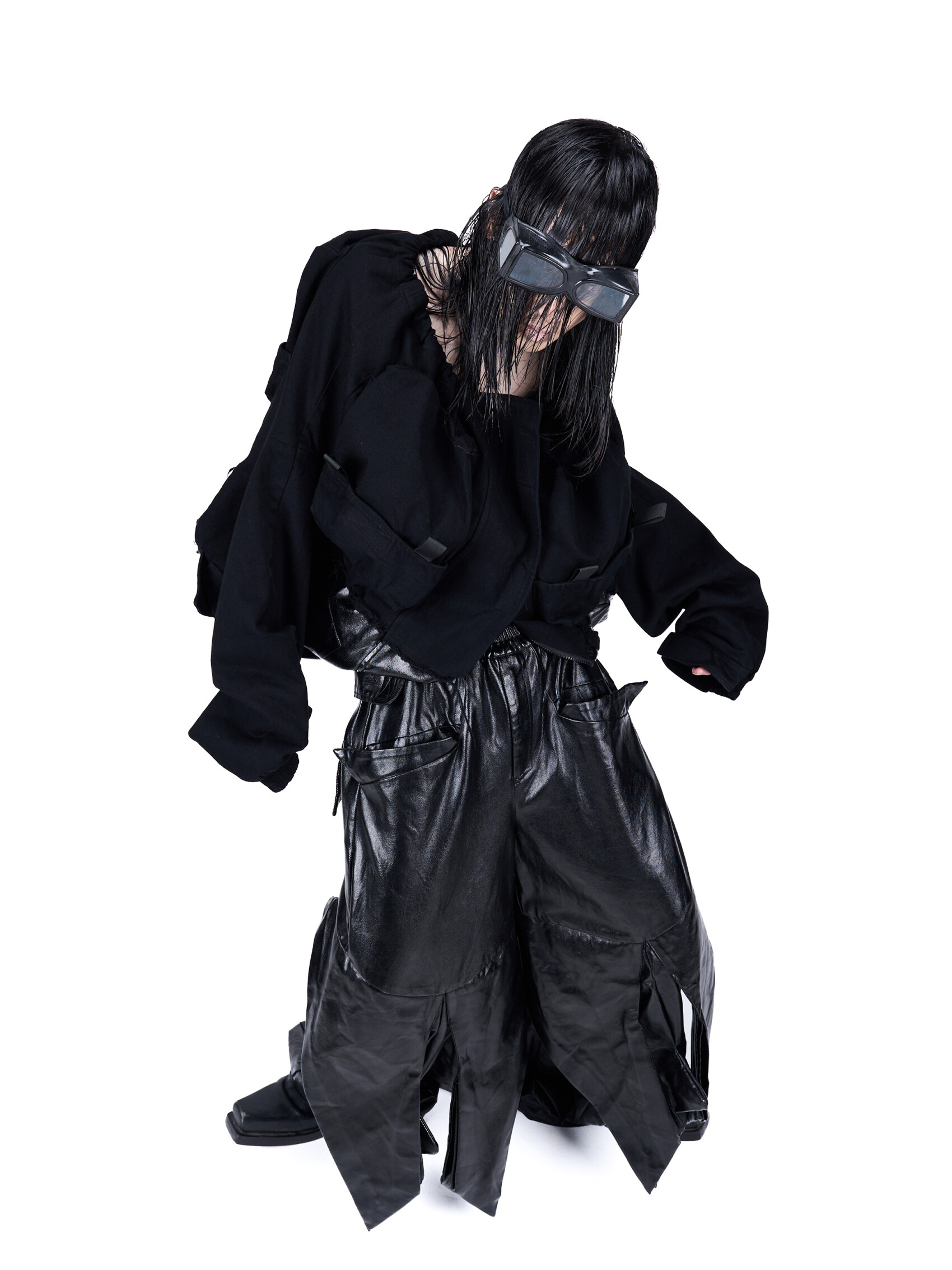"Blade Array" Coated Deconstructed Pants