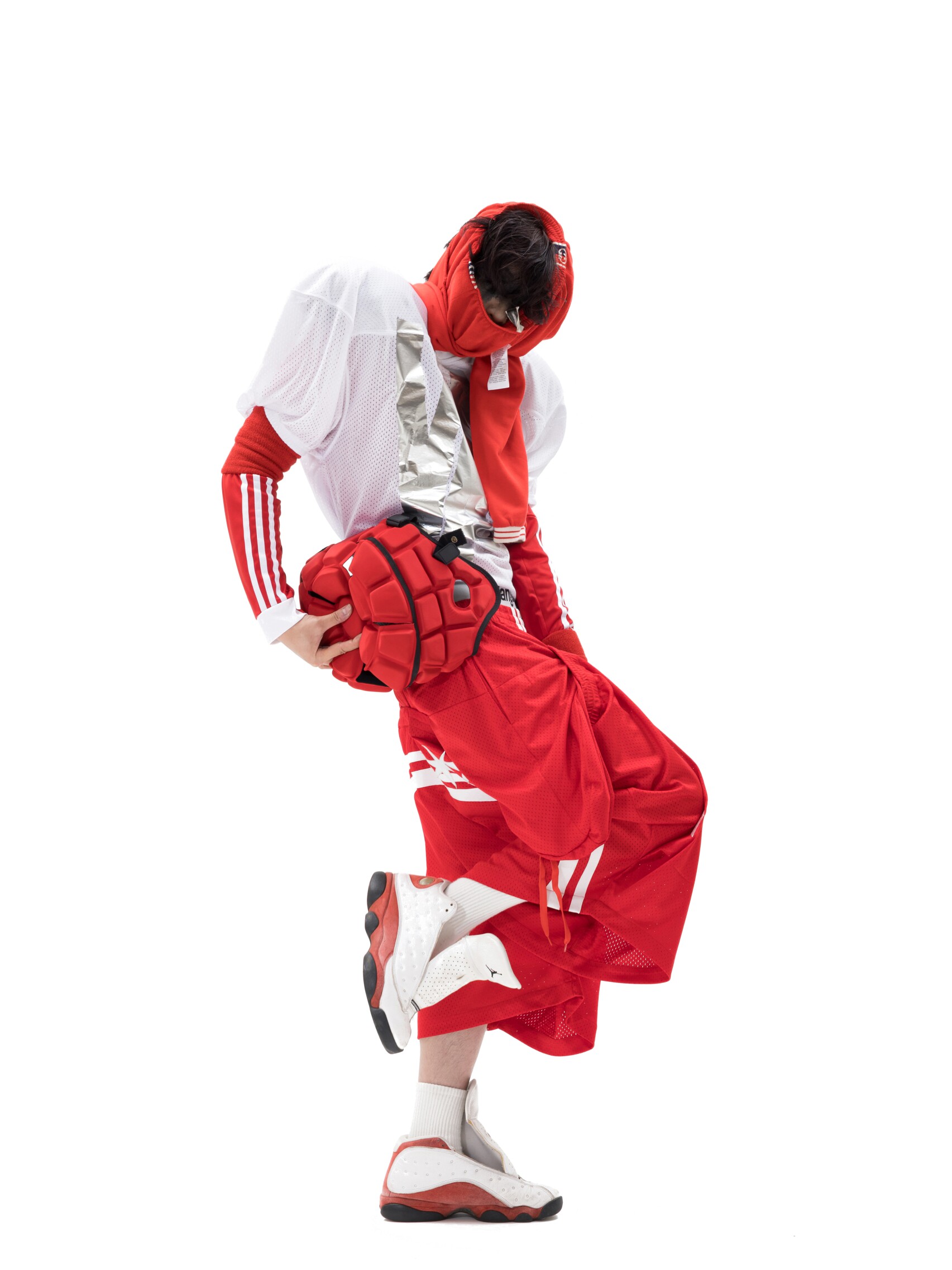 “Red Tide“ Double-Waist Deconstructed Mesh Pants