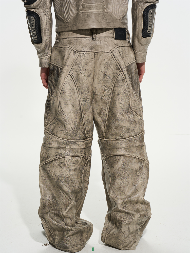 Heavy-Duty Metal Armor Motorcycle Leather Pants