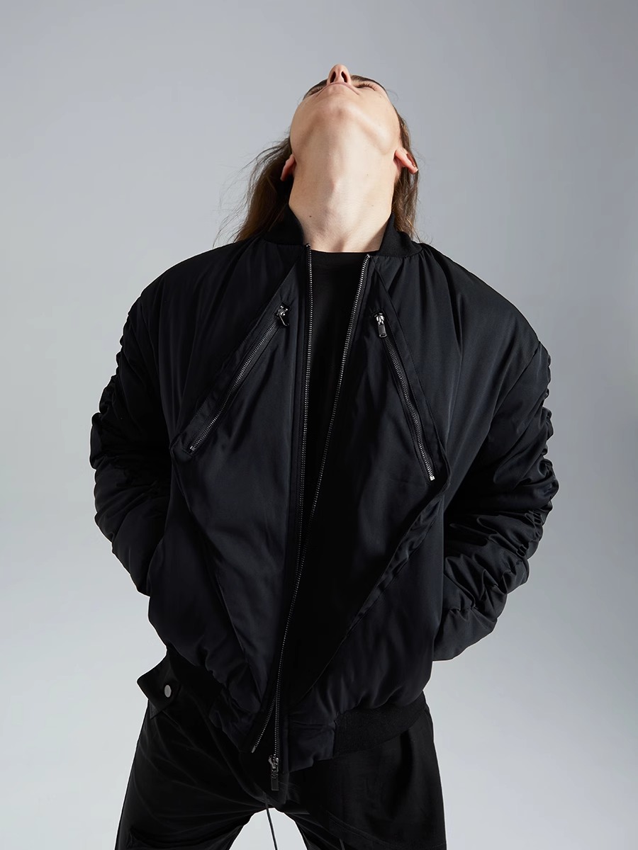 RVANGUARD 21AW ZIPPERED PATCHWORK BOMBER COTTON-PADDED JACKET