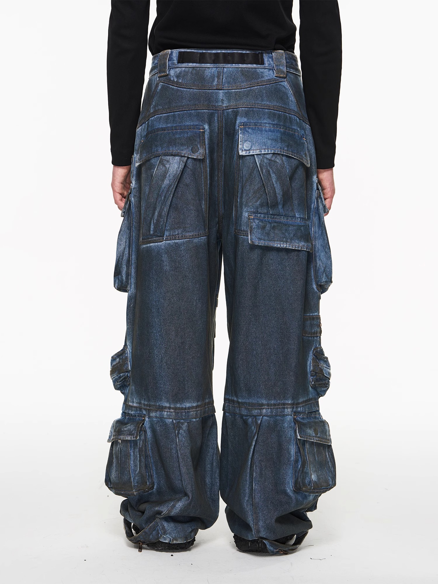 BLINDNOPLAN 23AW Multi-pocket Heavy-duty Combined Washed Denim Pants