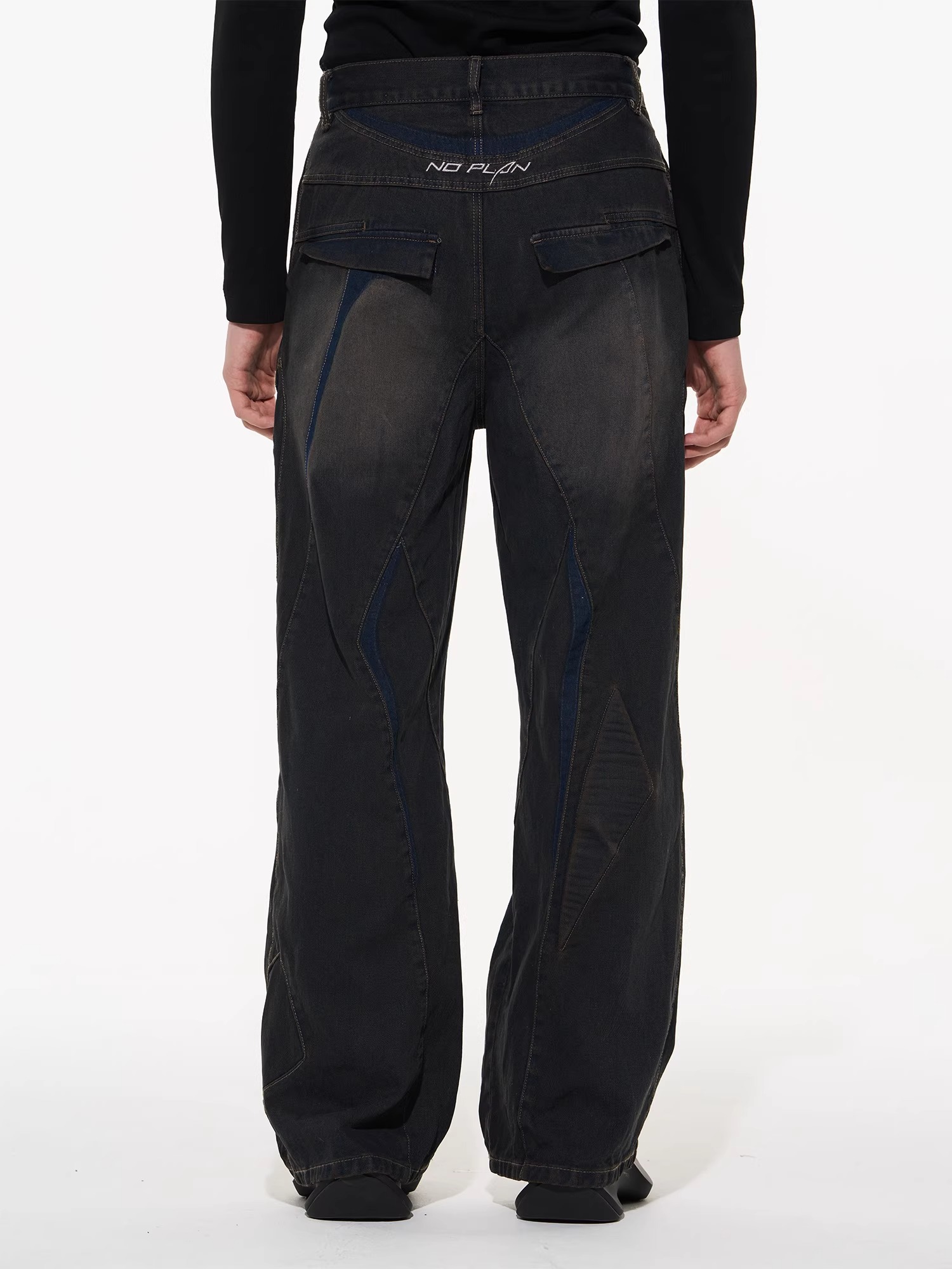 BLINDNOPLAN 23AW Heavy-duty Embroidered 3D Patchwork Biker Jeans