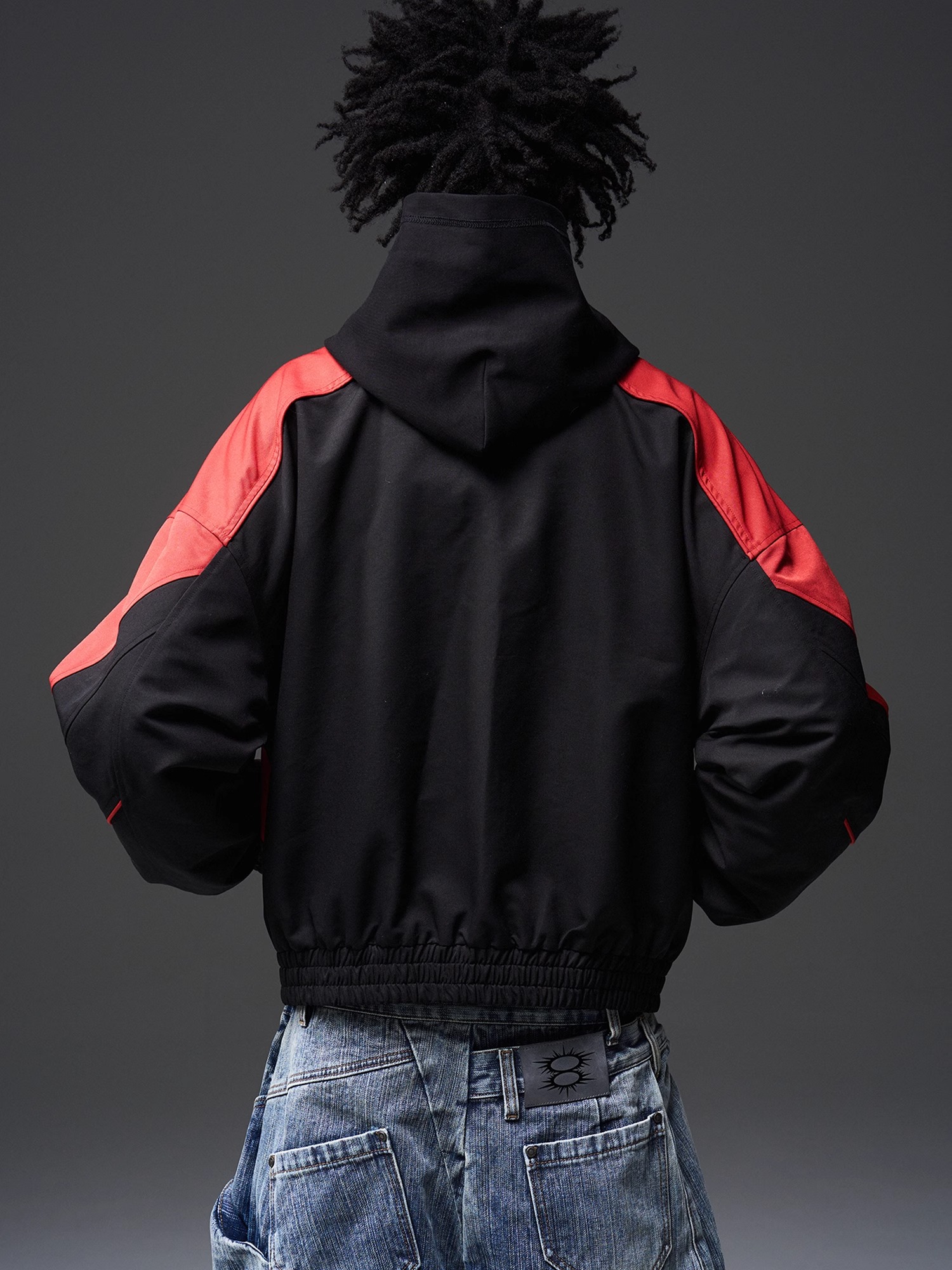 BLINDNOPLAN 24SS Color-blocked Collar Ruched Jacket