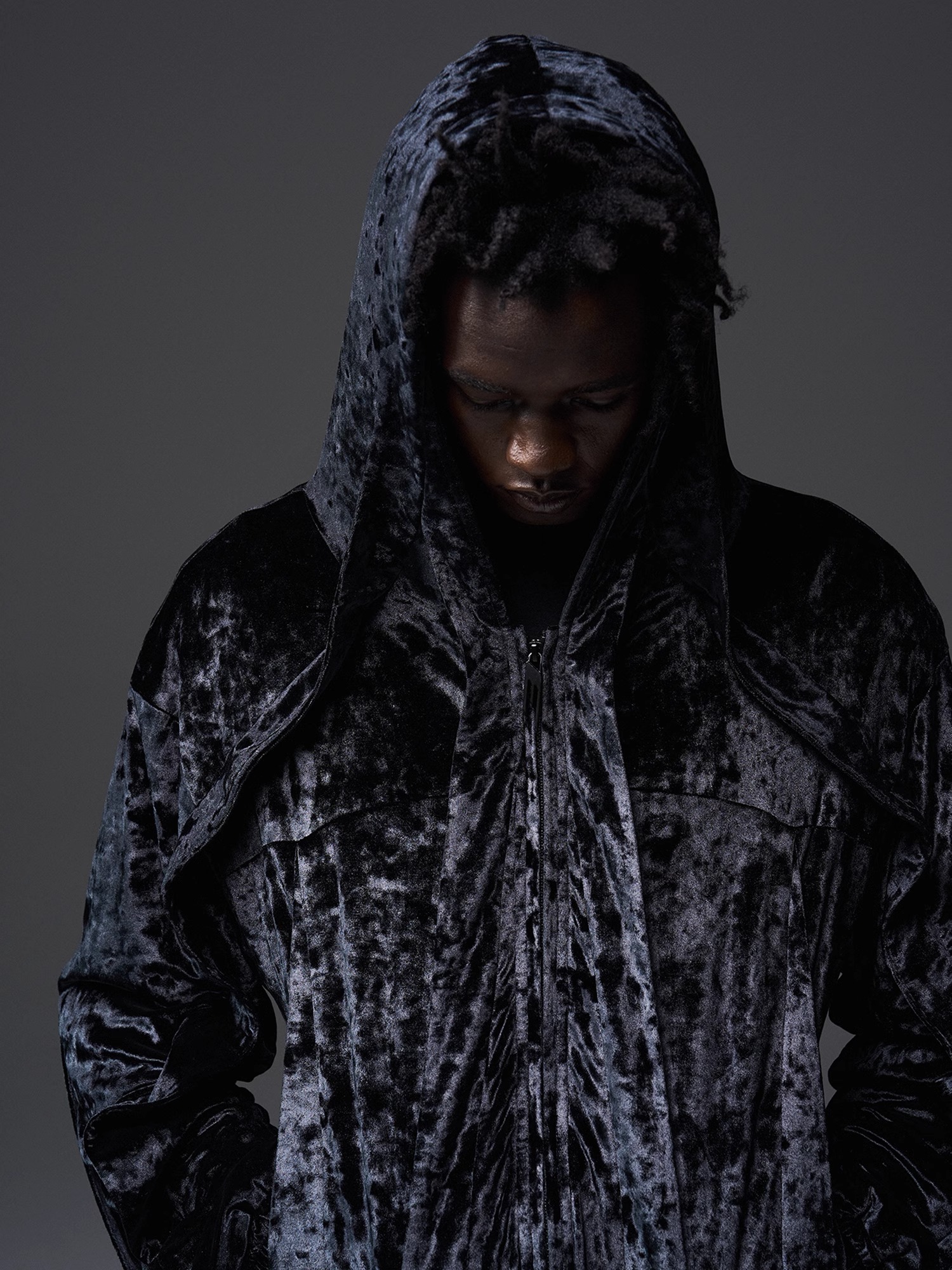 BLINDNOPLAN 24SS Aviator Velvet Hooded Jacket