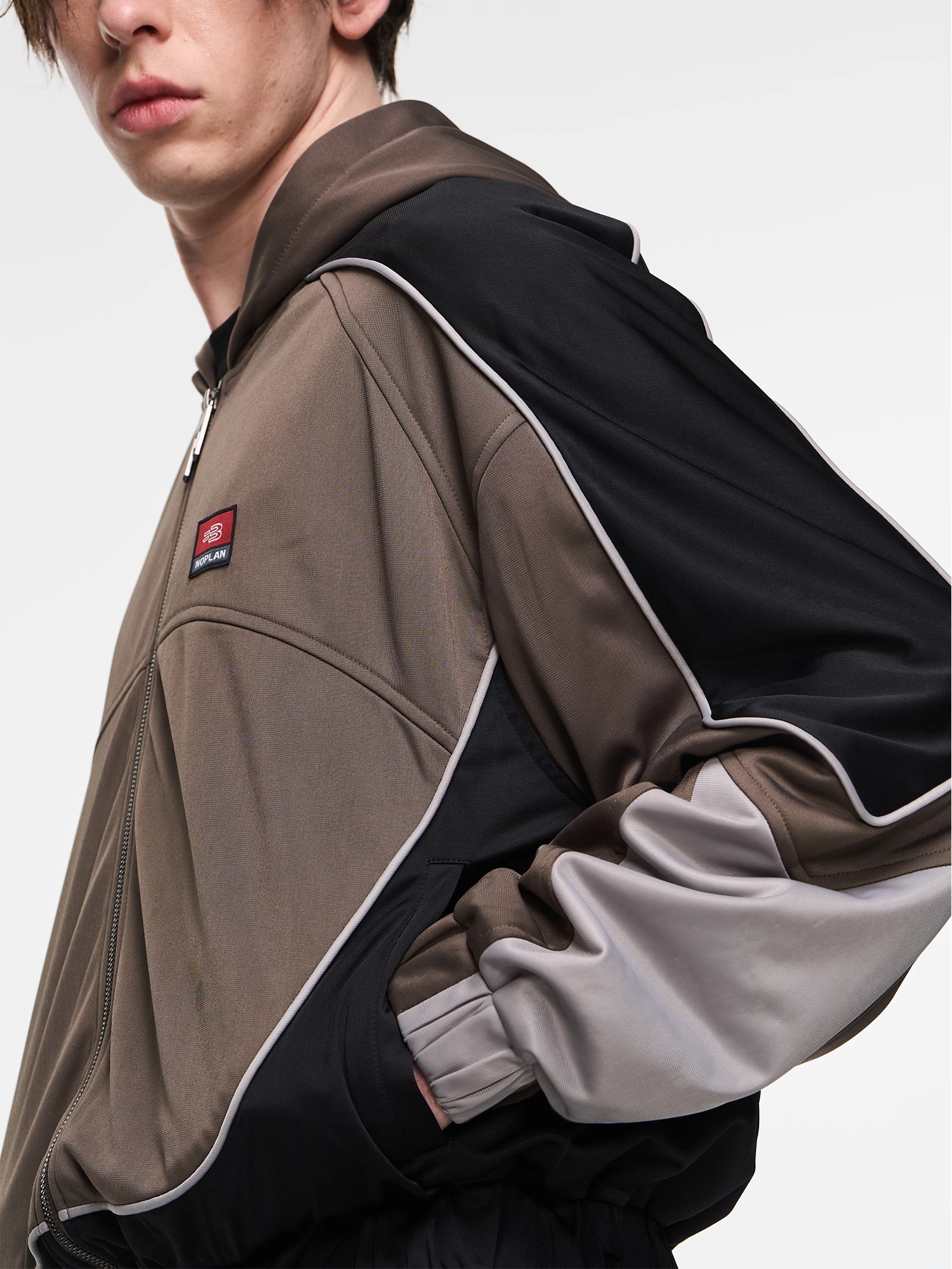 BLINDNOPLAN 24SS Color-blocked Sporty Embroidered Jacket