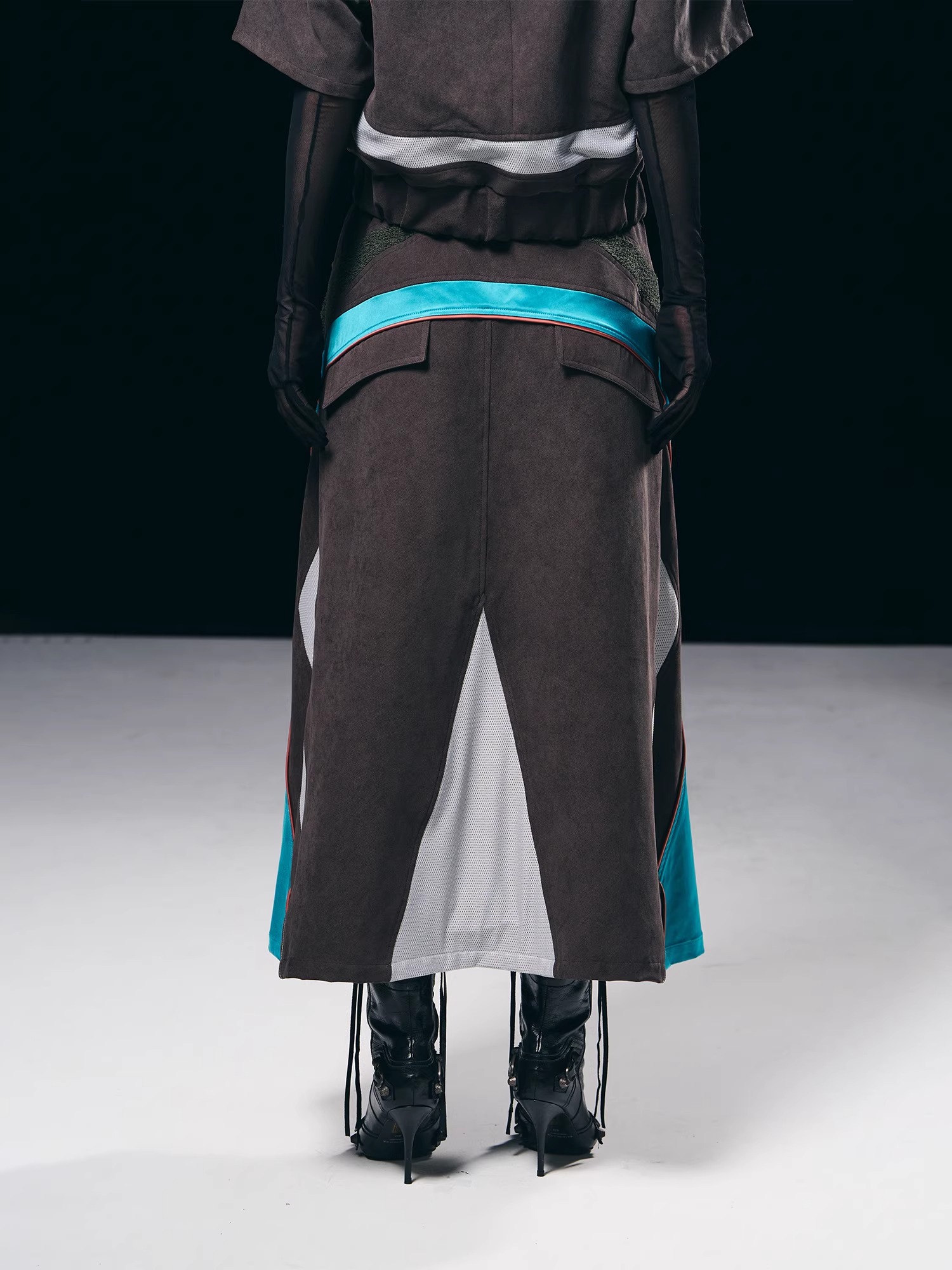 BORON ATOMS 23SS Color-blocked Patchwork Sporty Two-piece Skirt