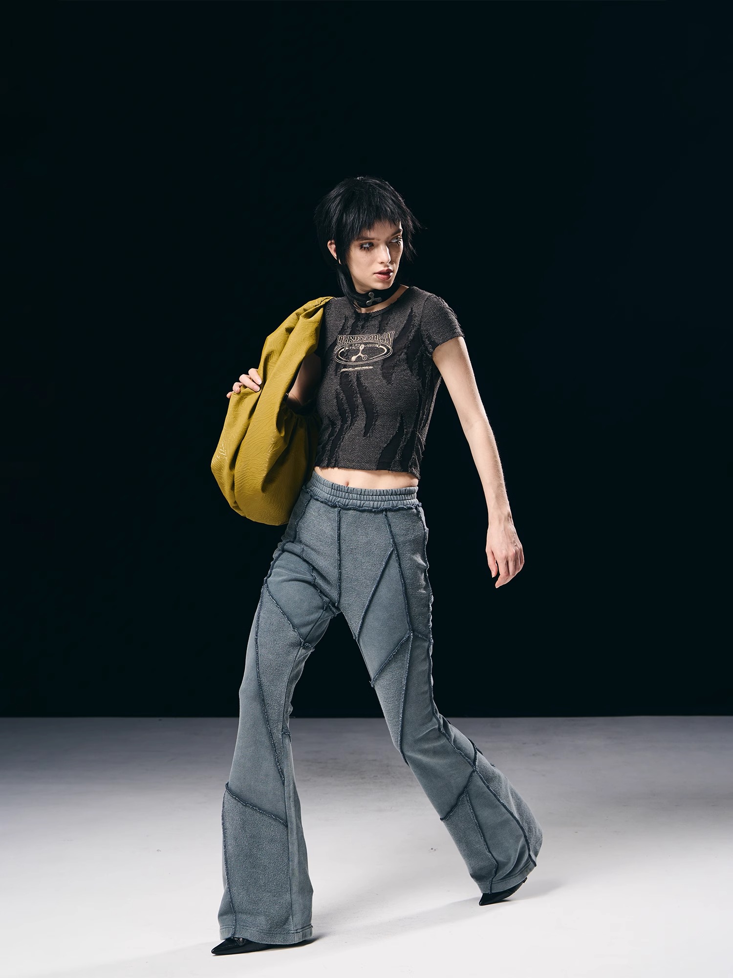 BORON ATOMS 23SS Distressed Washed Reversible Patchwork Slim Fit Overalls