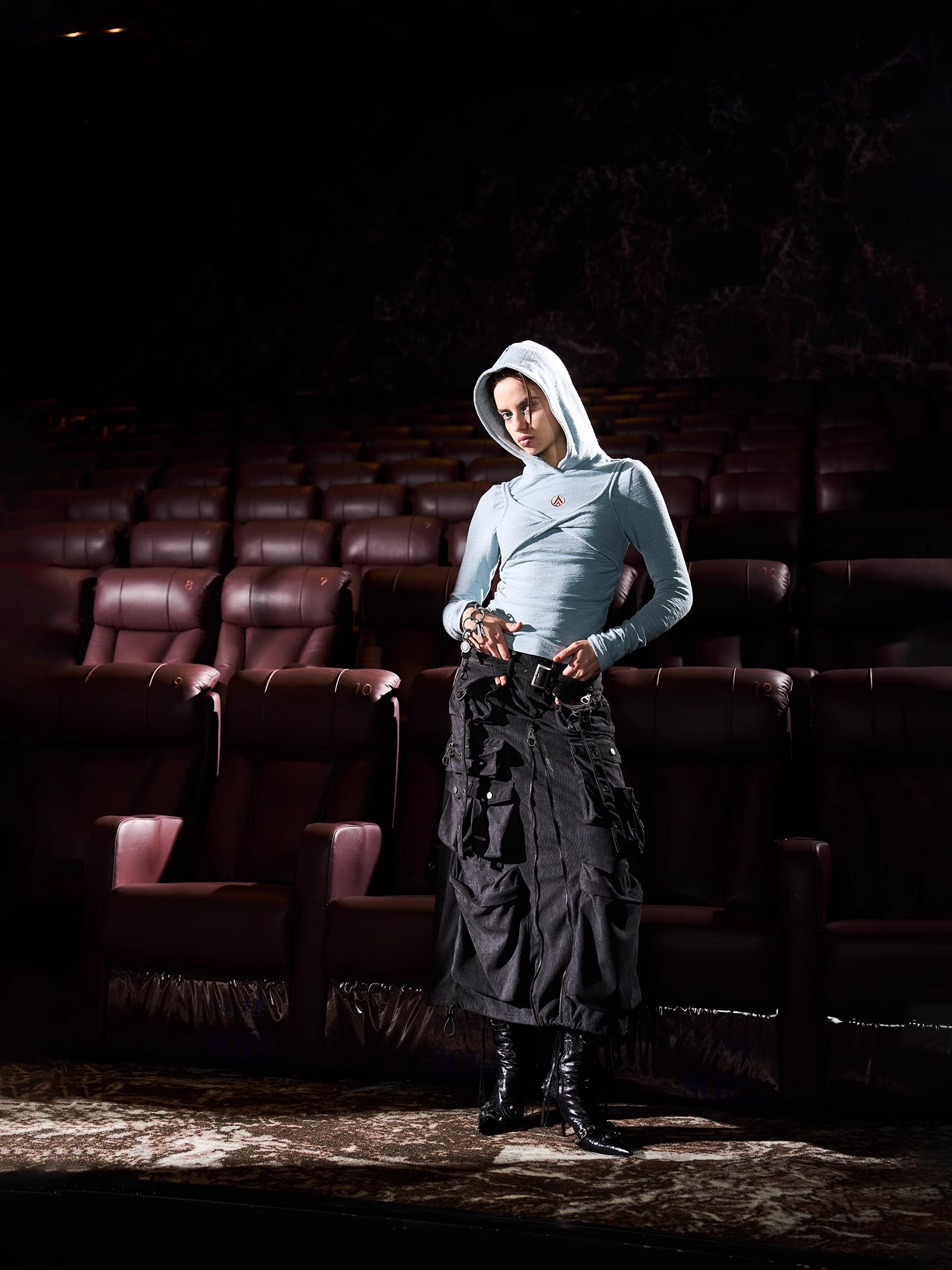 BORON ATOMS 24SS Knitted Faux Two-Piece Hooded Top