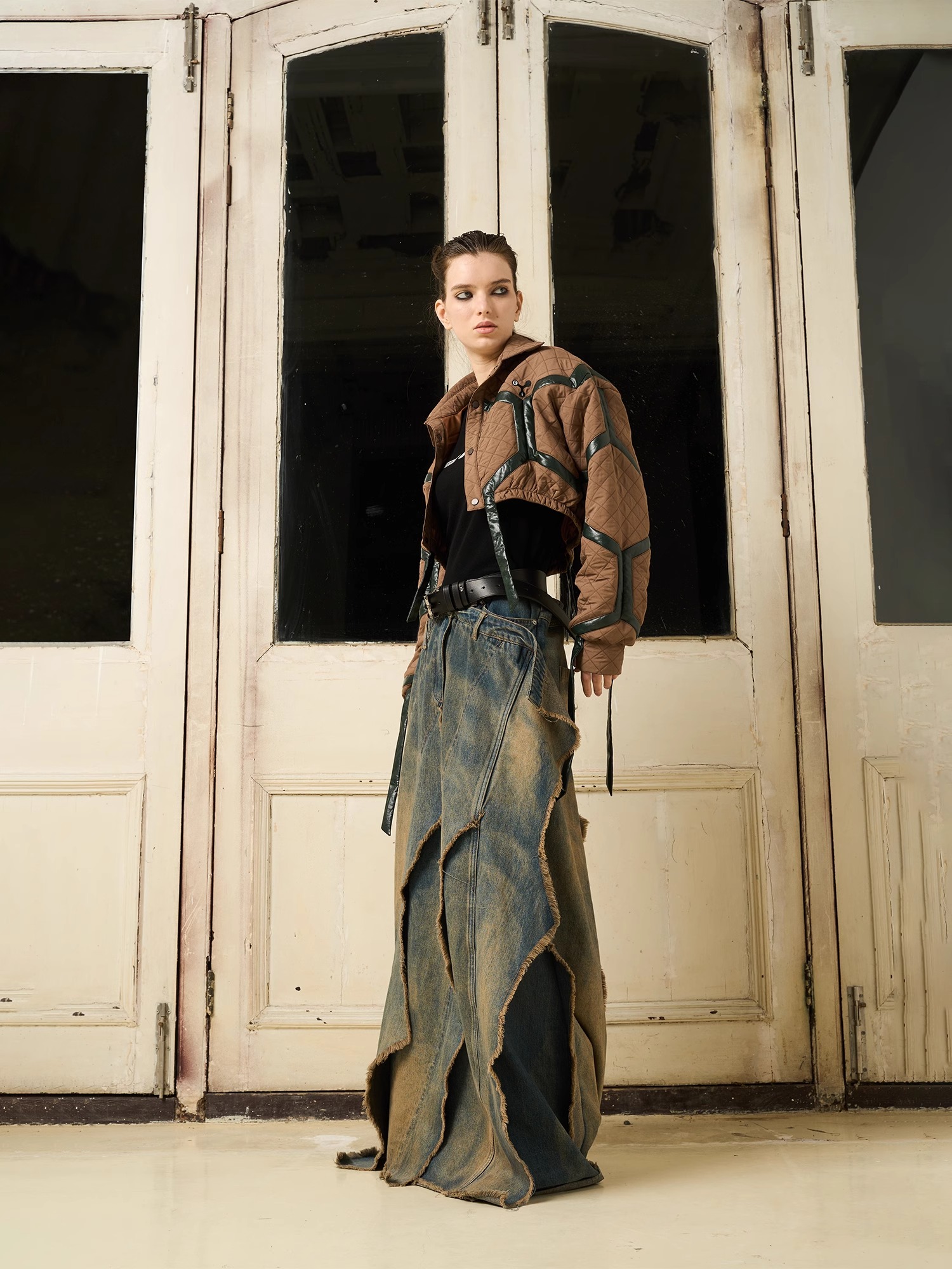 BORON ATOMS 24SS Soccer-patterned Quilted Patchwork Contrast Short Jacket