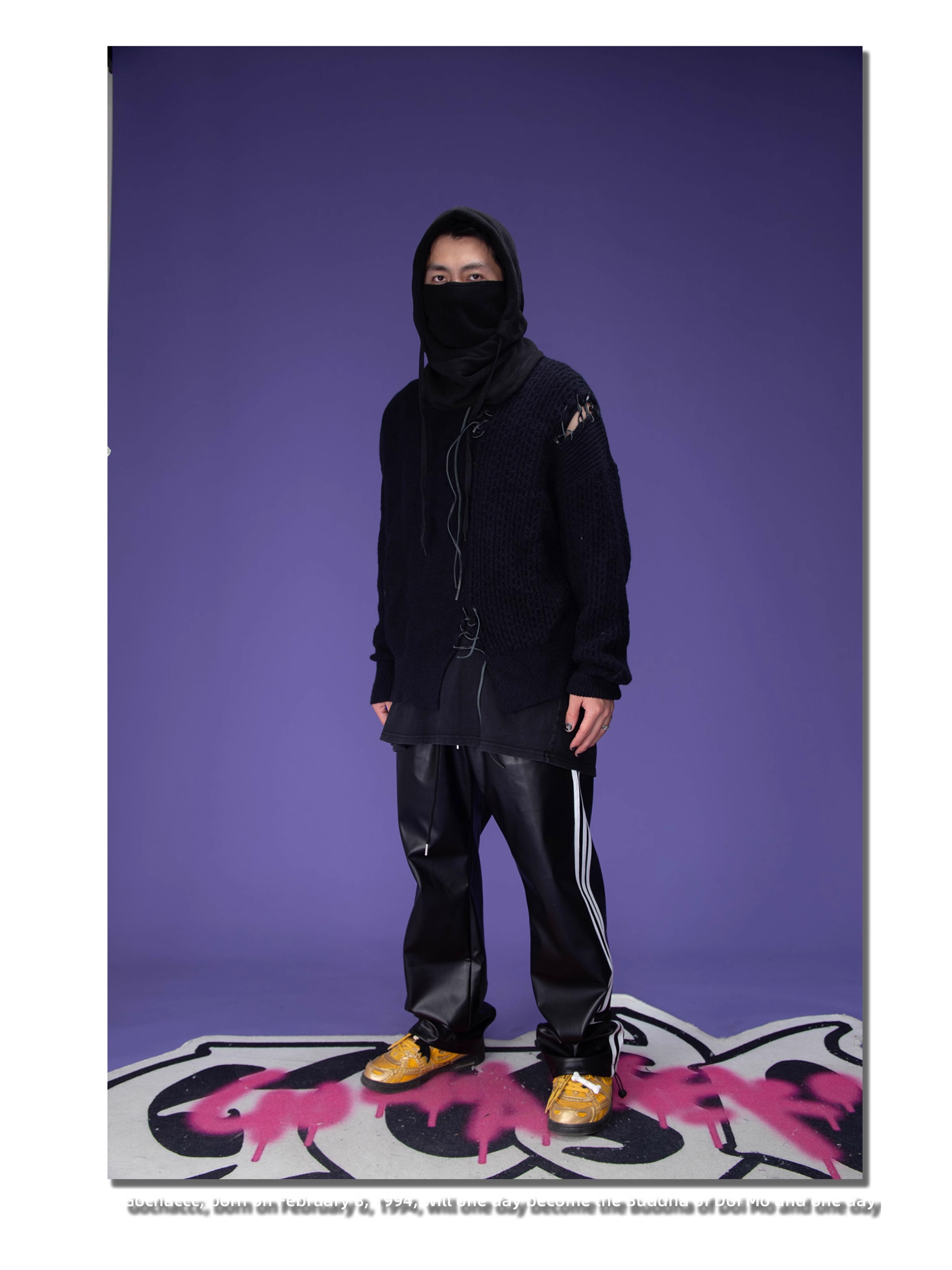 GOCHASKERO Tie Cord Patchwork Sweater