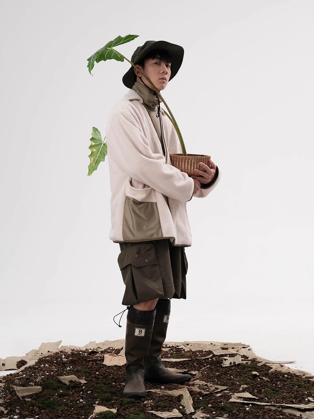 HALCYON 22AW Contrast Color Shearling Duster Coat