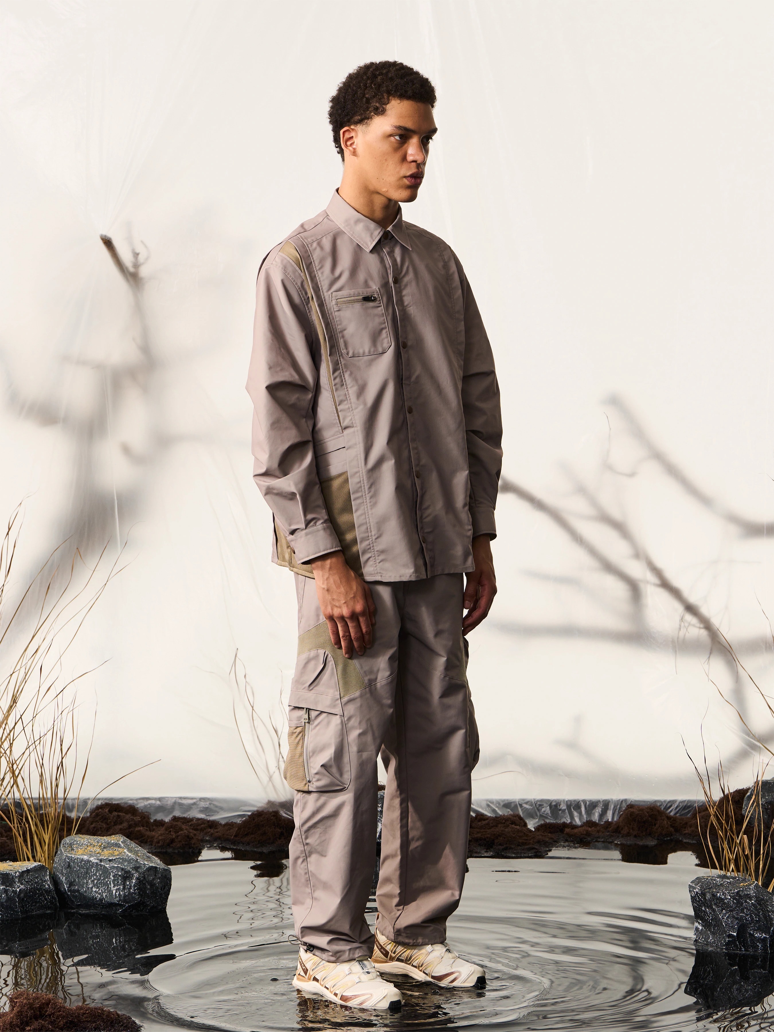 HALCYON 23AW Thread Woven Heterogeneous Patchwork Pants