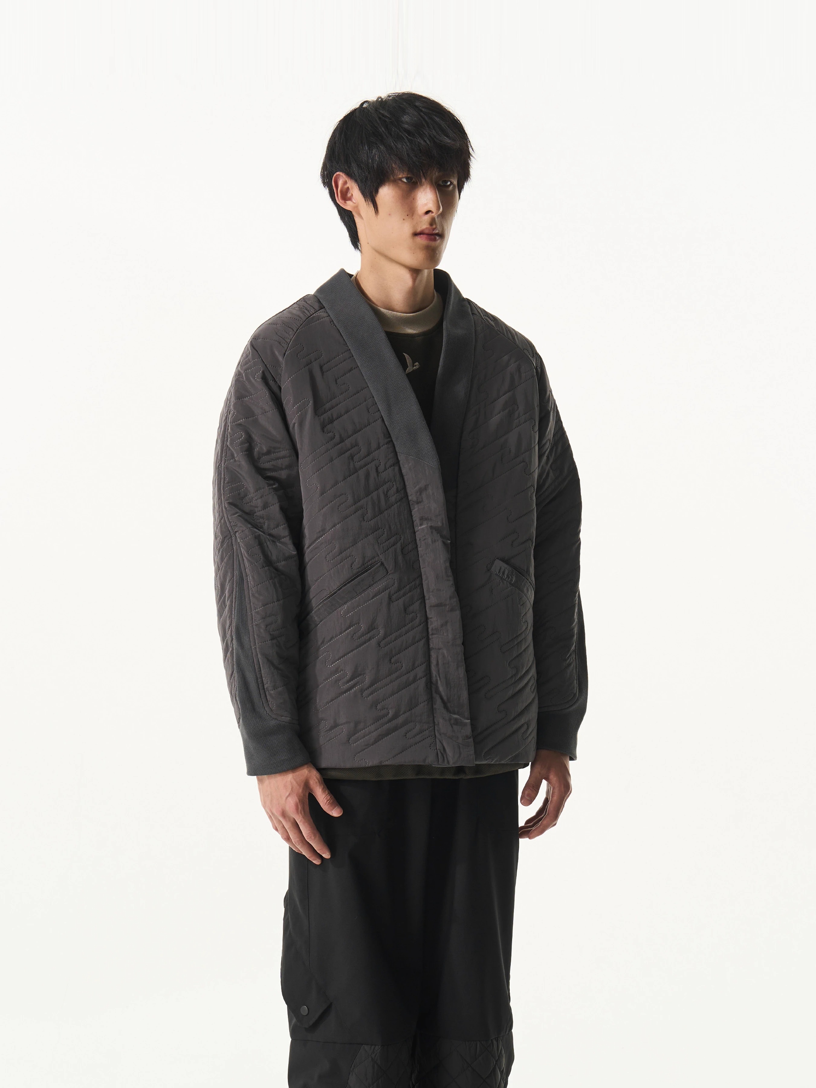 HALCYON 23AW Woven and Stitched Twill Patchwork New Shearling Robe
