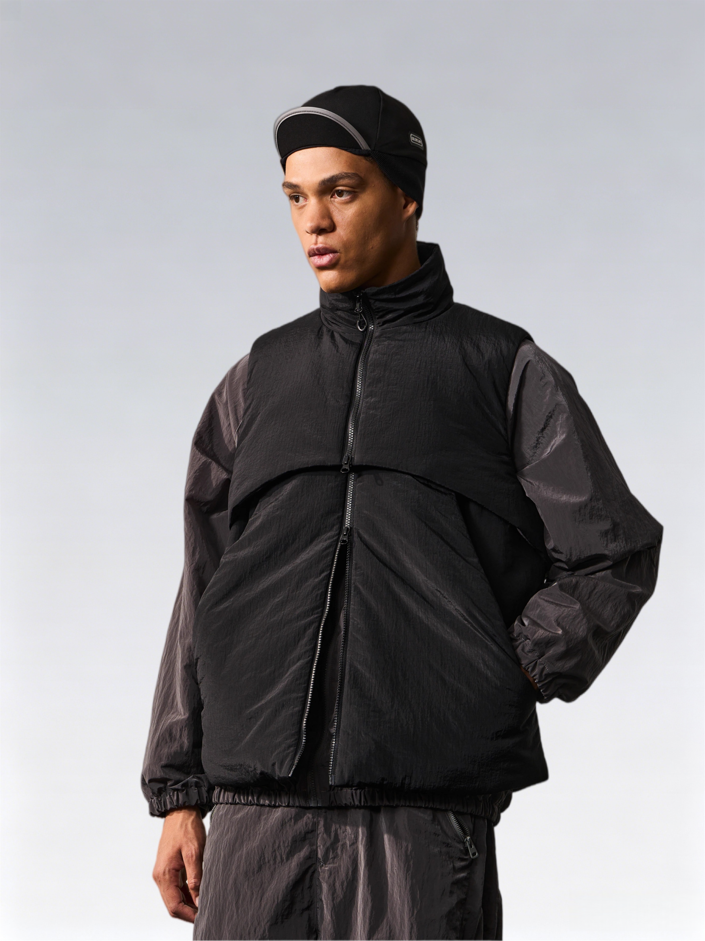 Multi-layered Double Zipper New Shearling Vest