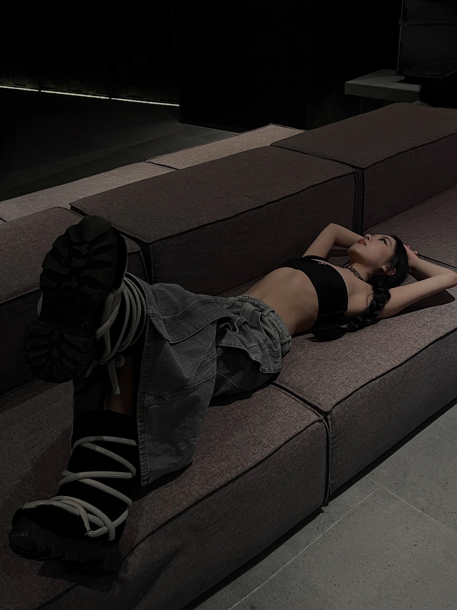 BLINDNOPLAN 24SS Mud-dyed Ink-splattered Distressed Flared Skirt