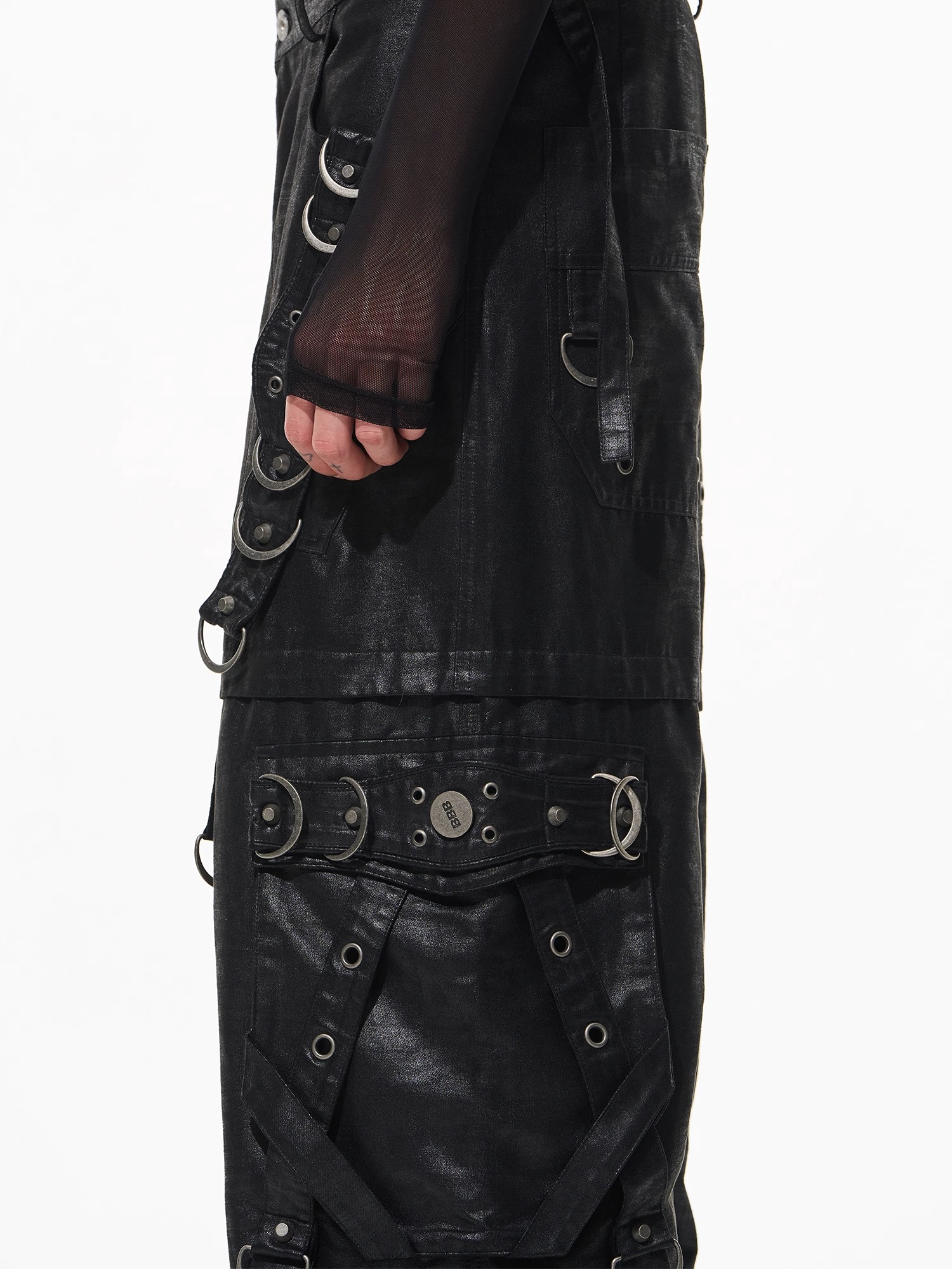 BLINDNOPLAN Heavy Metal Decorated Ribbon Ring Cargo Pants