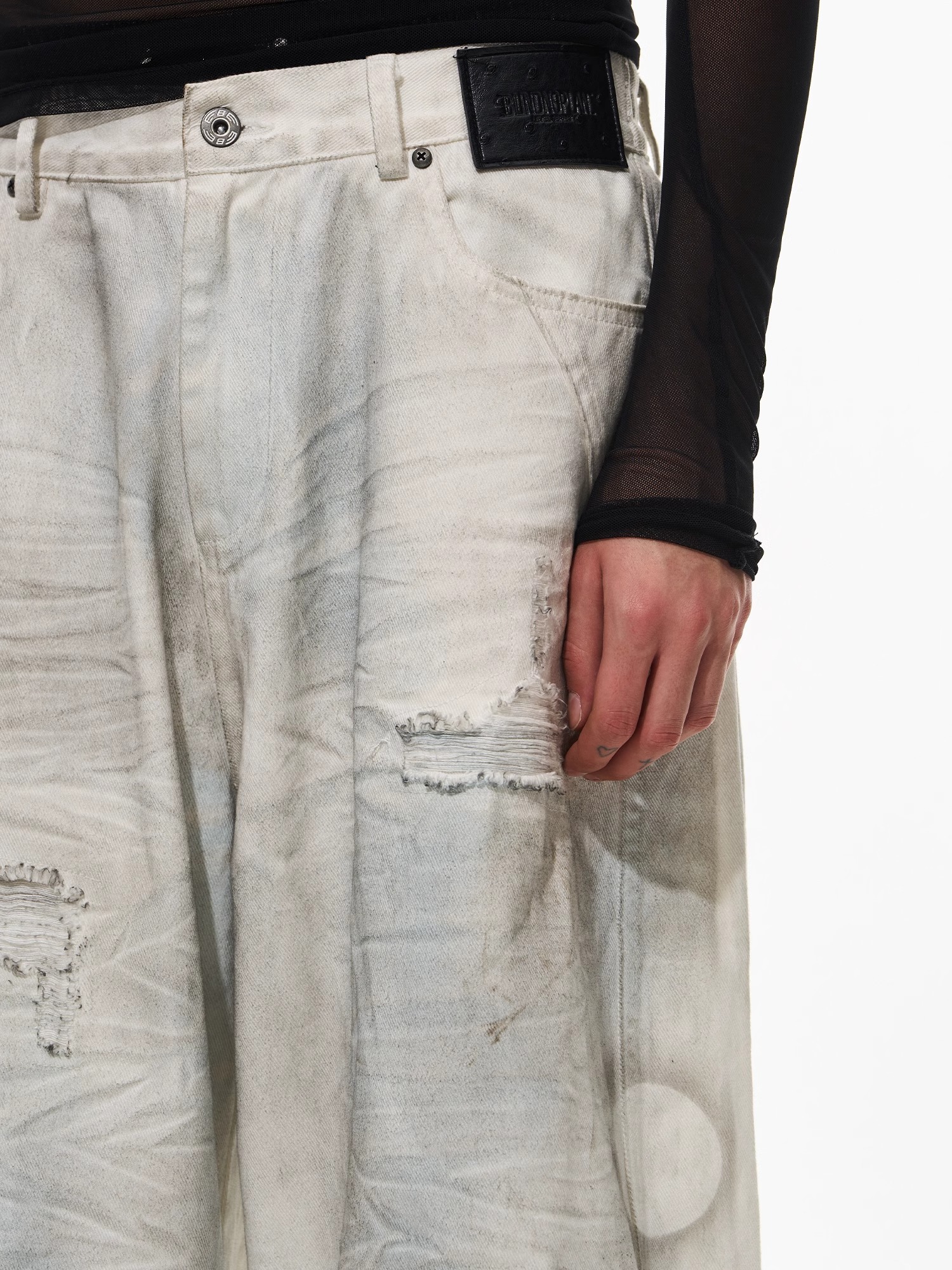 BLINDNOPLAN Washed Dirty White Vagabond Loose Pants