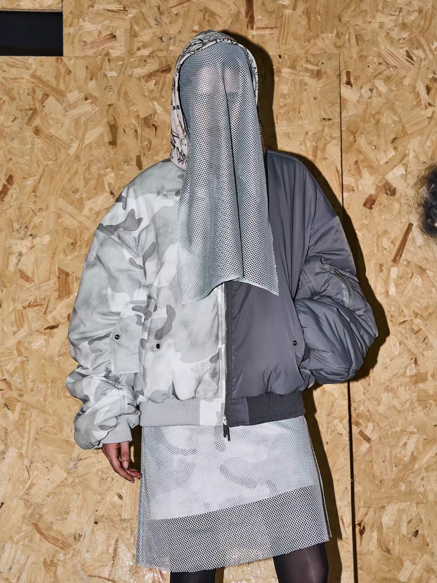 EXITMODE BY BLINDNOPLAN Yin-Yang Graffiti Hooded Bomber Jacket