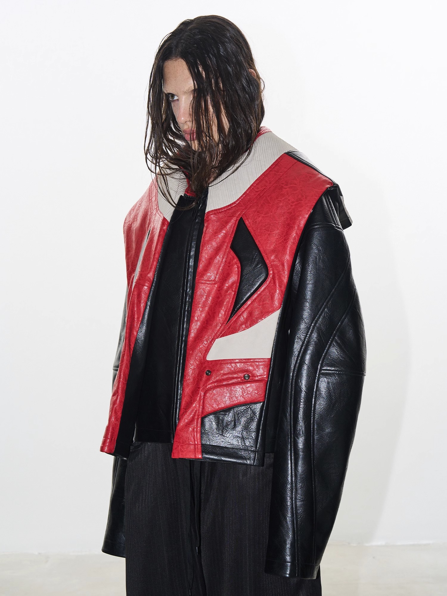 EXITMODE BY BLINDNOPLAN Oversized Lapel Dual-Shape Biker Jacket