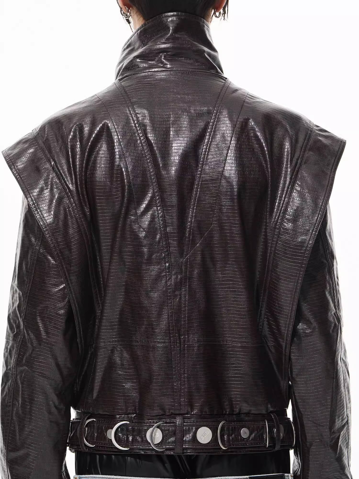 BLINDNOPLAN 24AW Crocodile Pattern Heavy-Duty Metal Belt Jacket