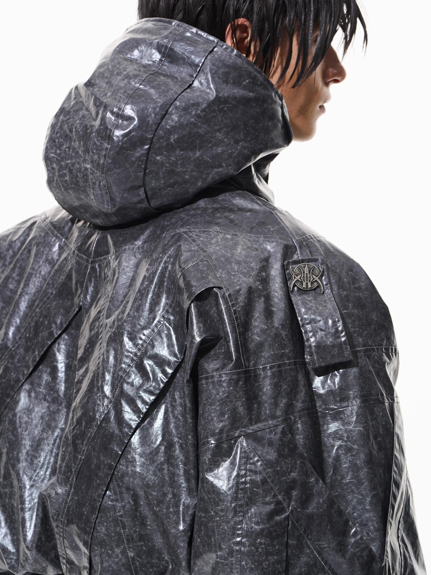 BLINDNOPLAN Hooded Short Multiple Panels Jacket 