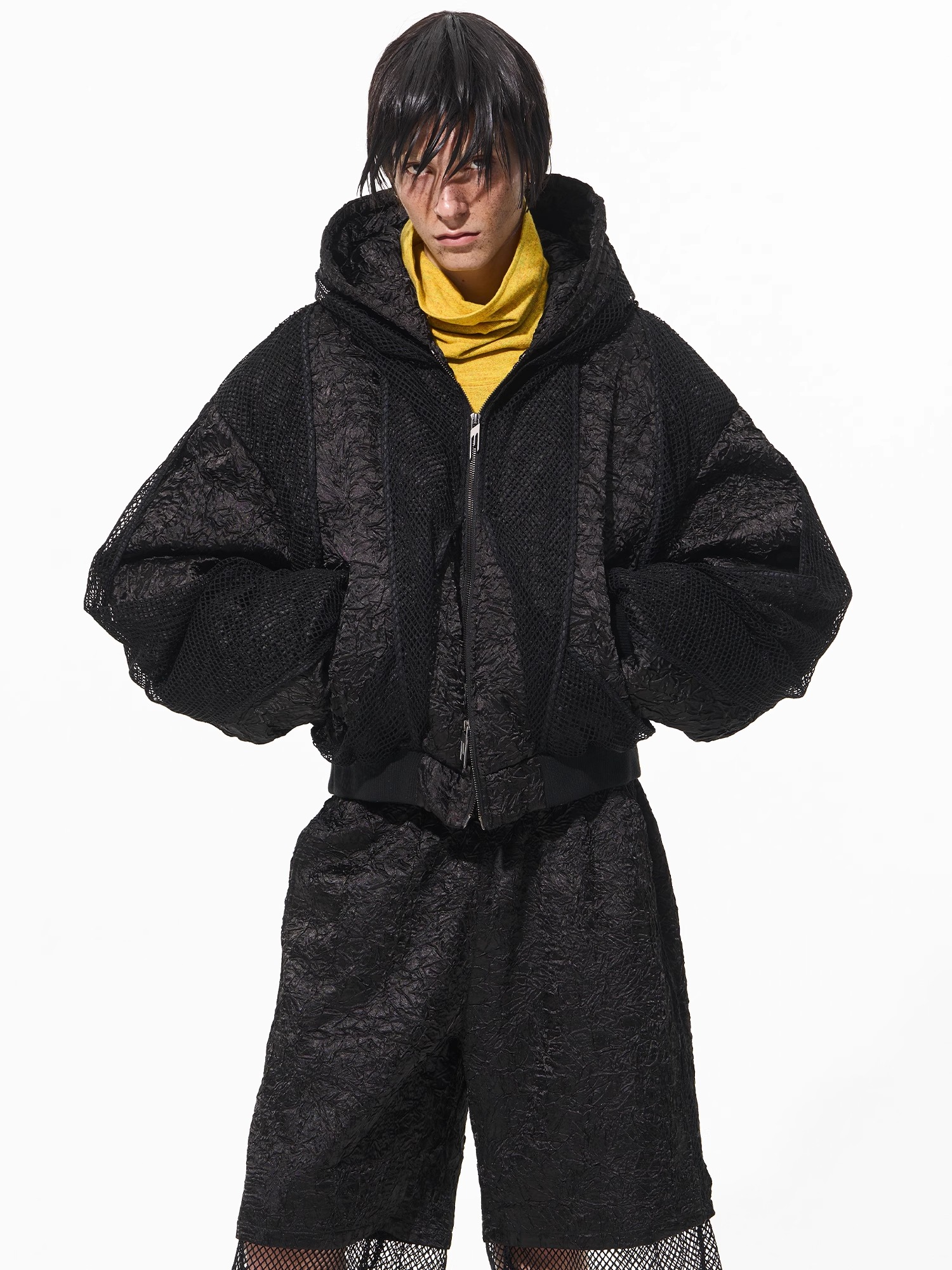 BLINDNOPLAN Double-layered hooded pilot jacket 