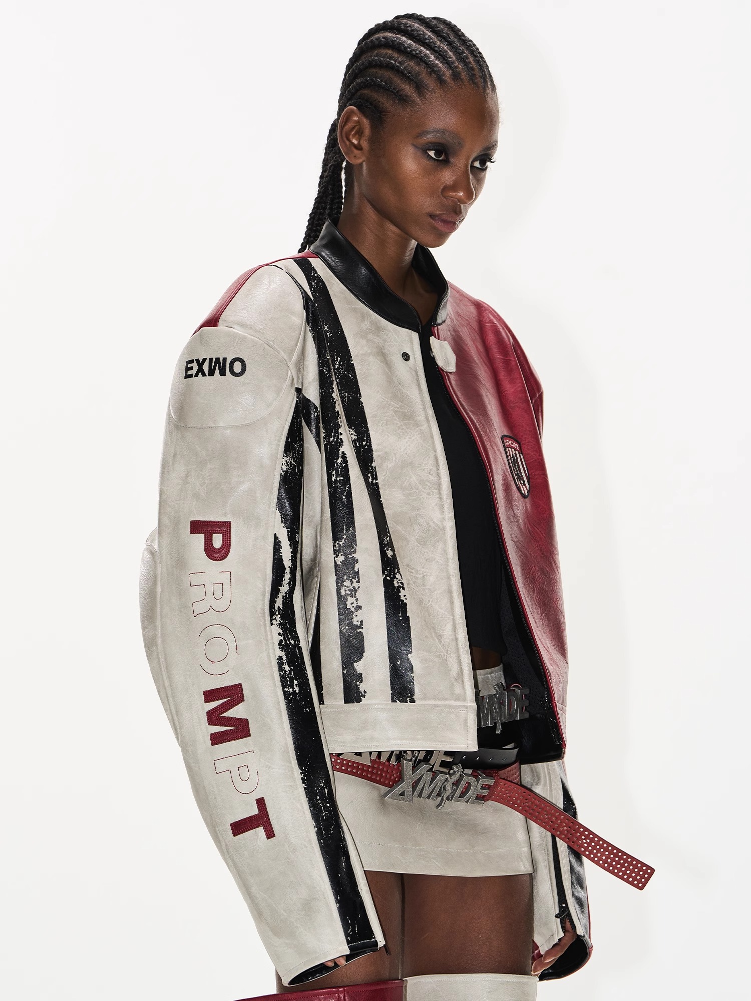 EXITMODE BY BLINDNOPLAN Distressed Leather Sports Jacket