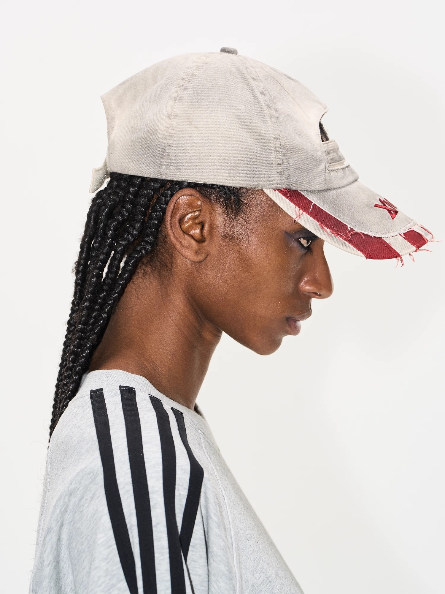 EXITMODE BY BLINDNOPLAN Washed Distressed Frayed Patch Adjustable Cap