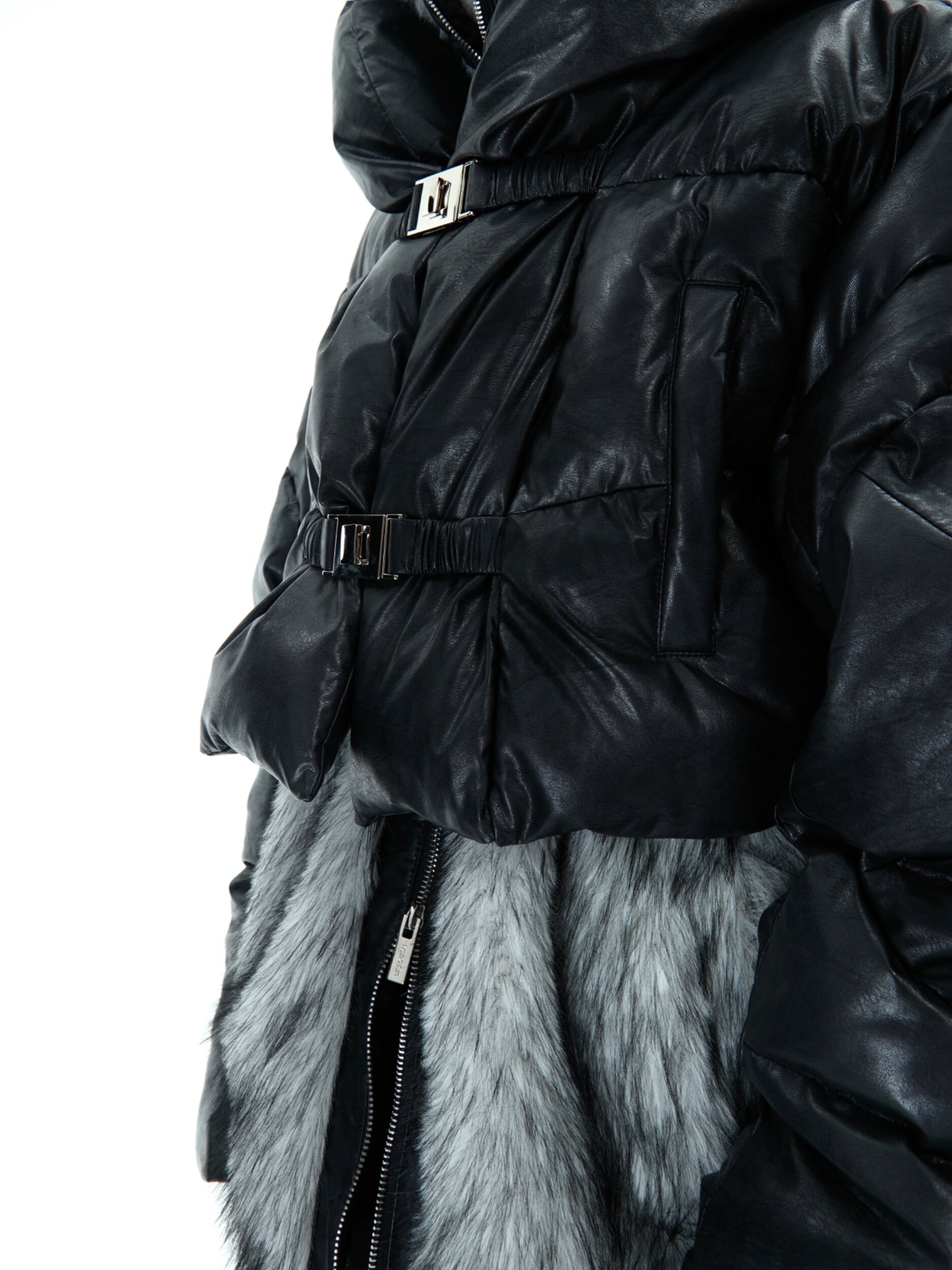 Deconstructed Condor Faux Two-Layer Thickened Fur Cotton Jacket