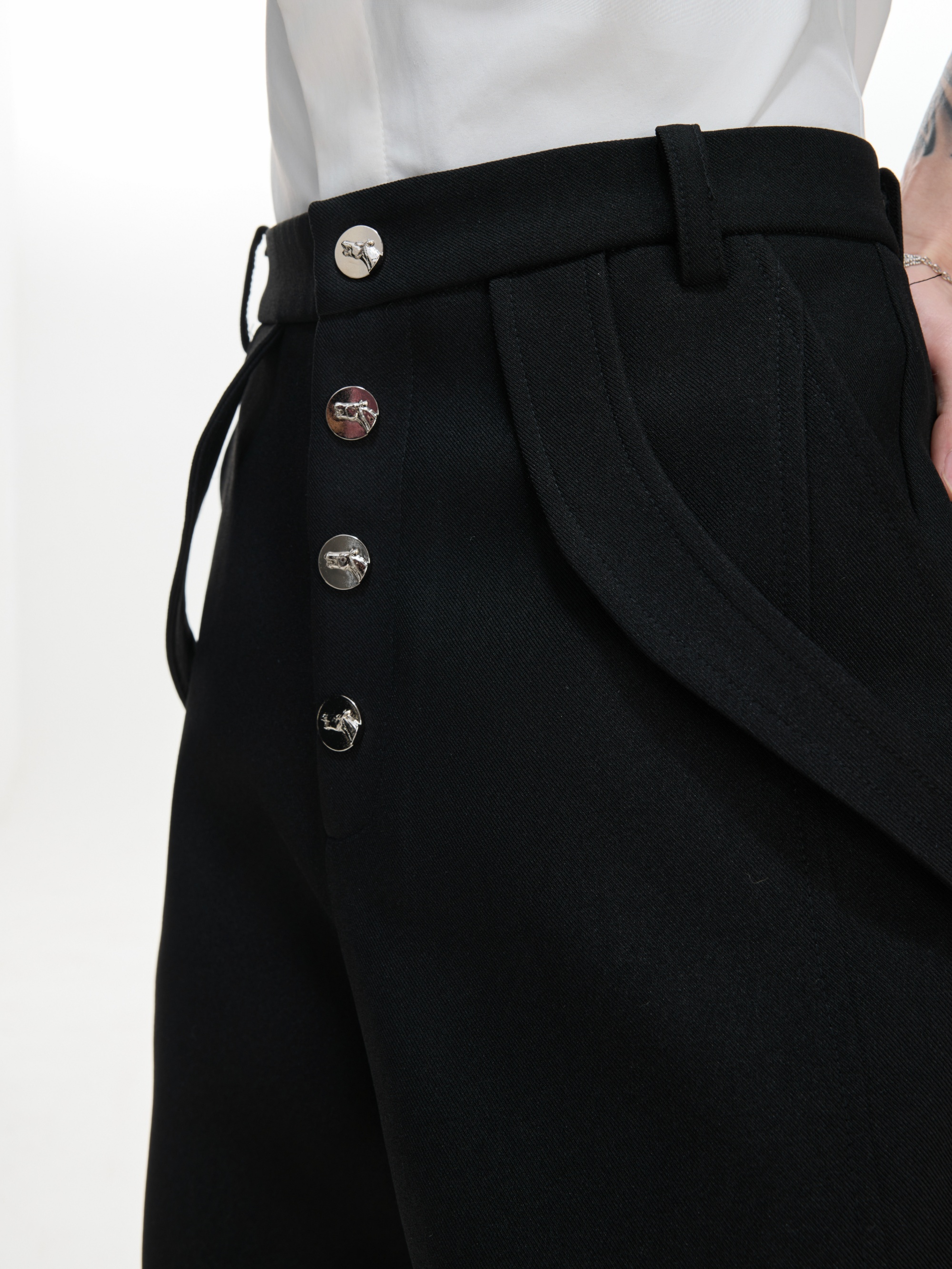 Chiren Deconstructed Paneled Micro-Flare Trousers
