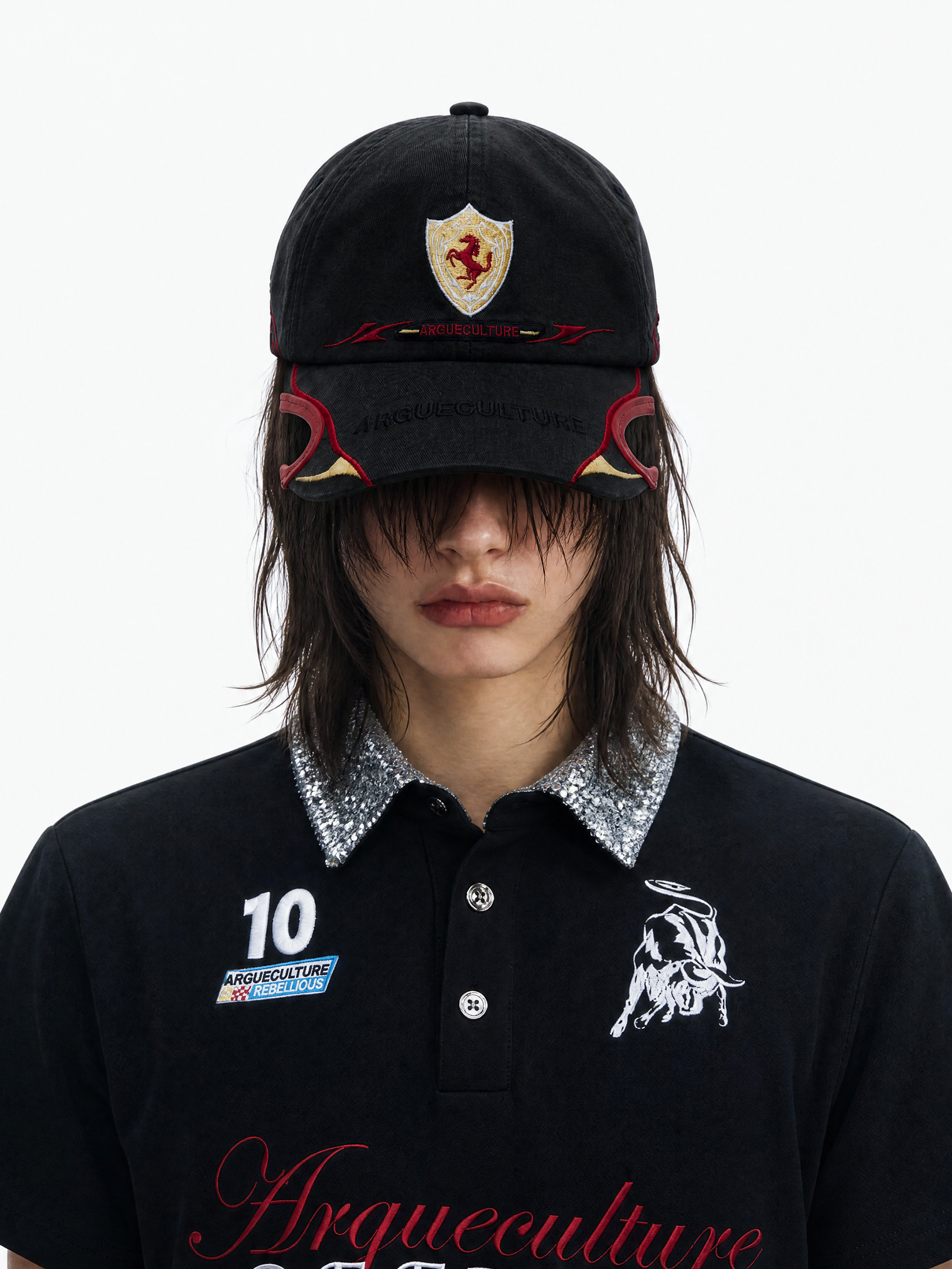 Shield Emblem Horse Embroidery Baseball Cap