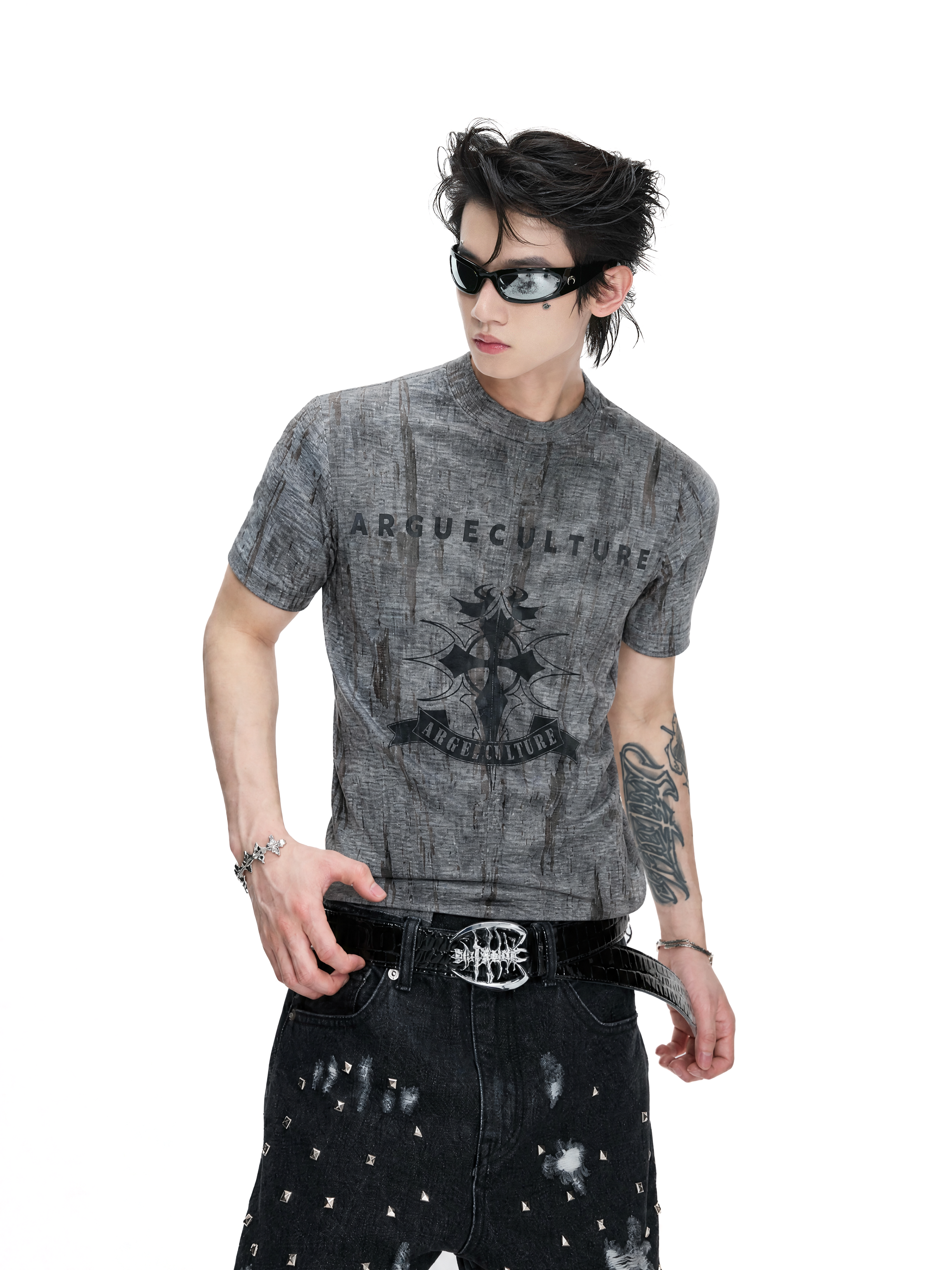 Vintage Distressed Tie-Dye Cropped T-Shirt