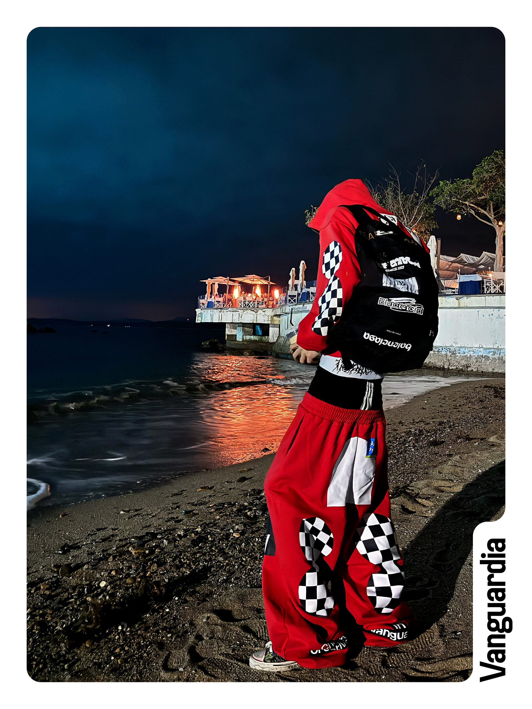Red Racing-Print Sweatpants