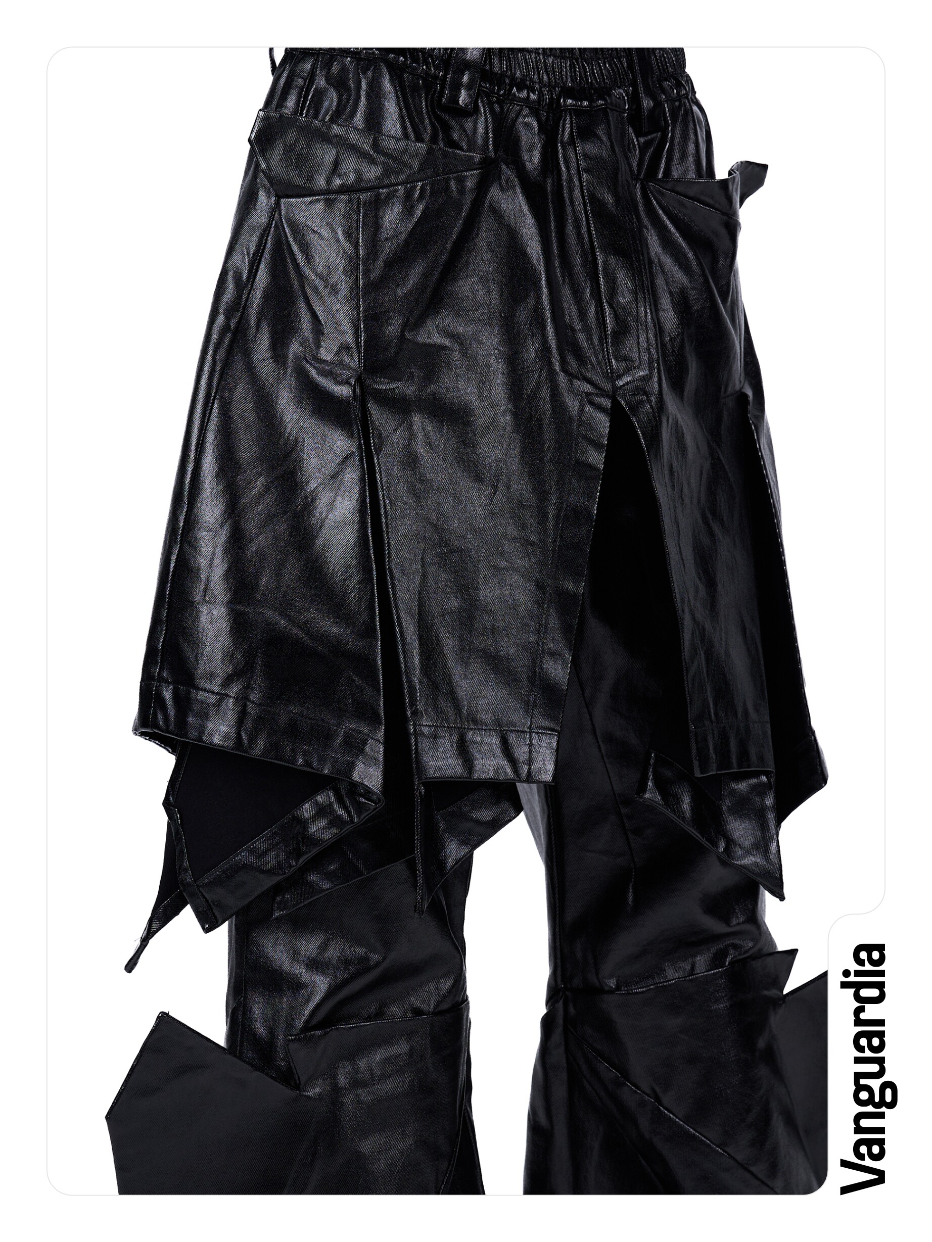 "Blade" Coated Faux Two-Piece Skirt-Pants