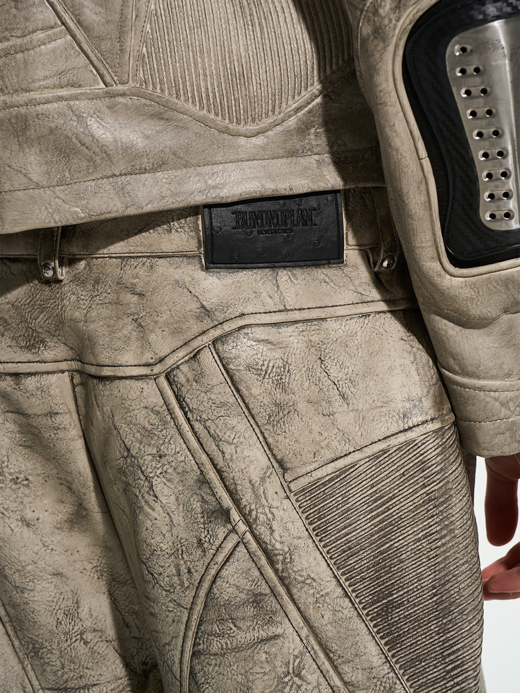 Heavy-Duty Metal Armor Motorcycle Leather Pants