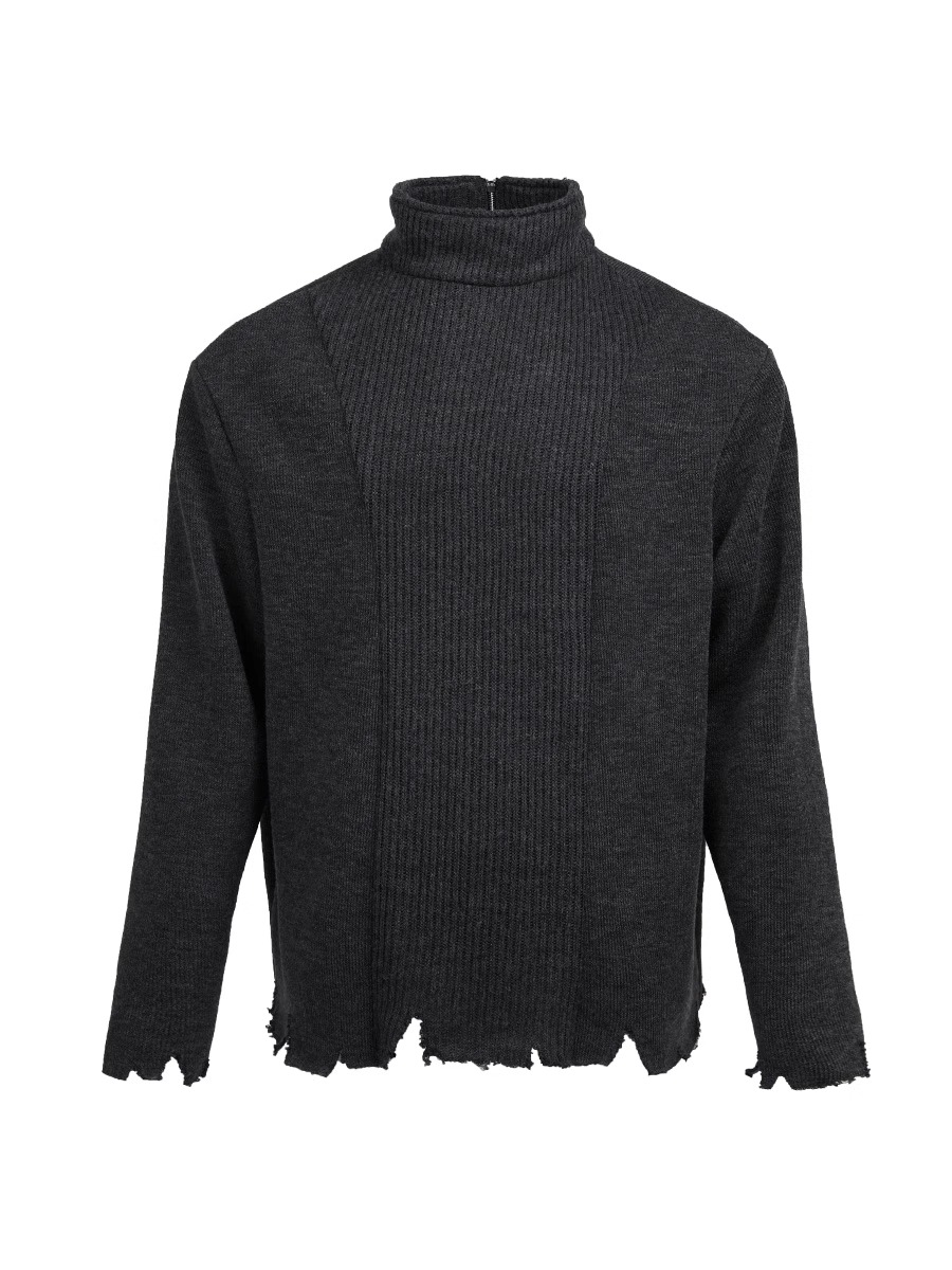 RVANGUARD 23AW Meteorite Dark Gray Reversible Distressed Knit Sweater