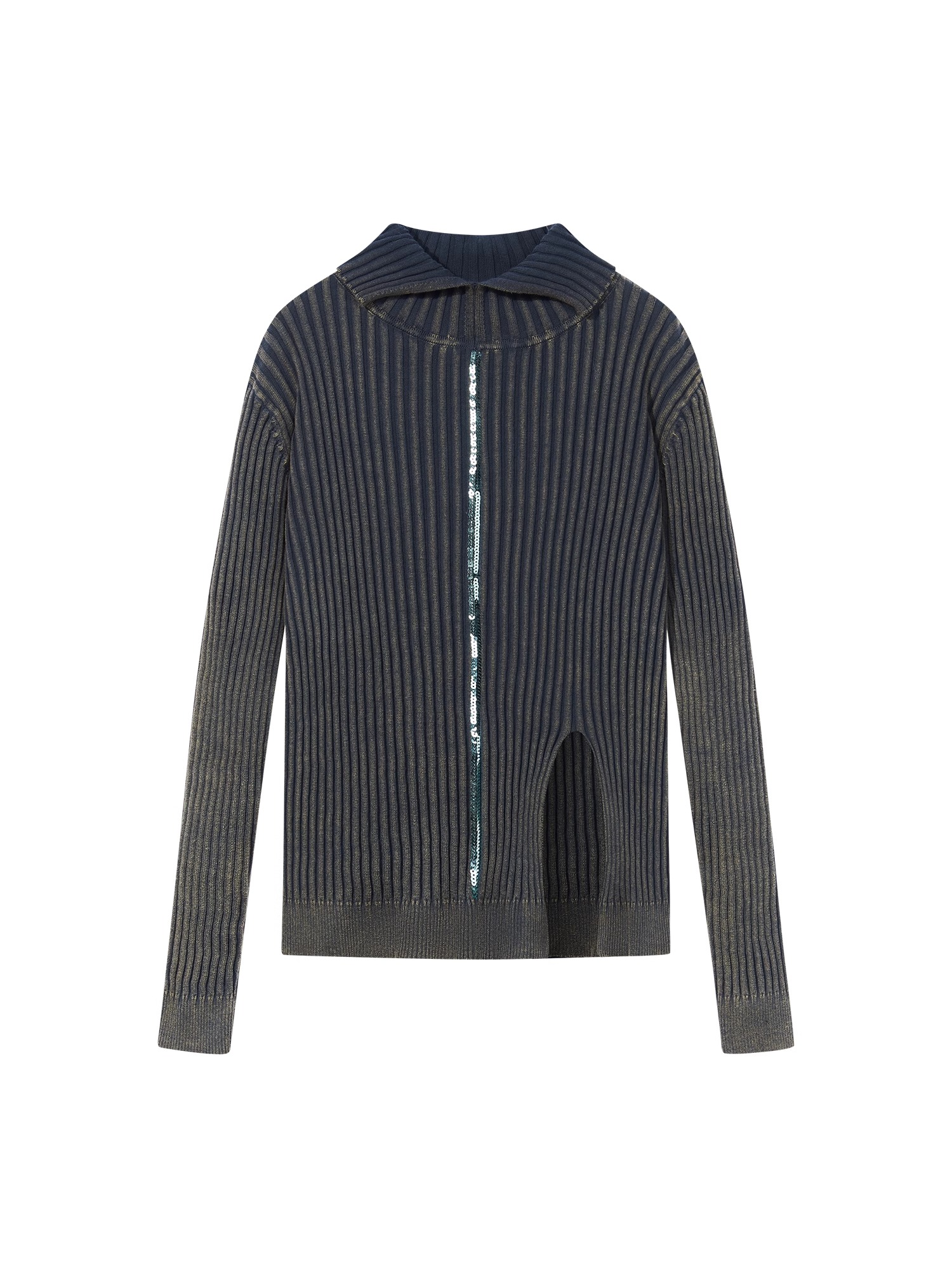 BORON ATOMS 24SS Sequined Washed Bright Collar Sweater