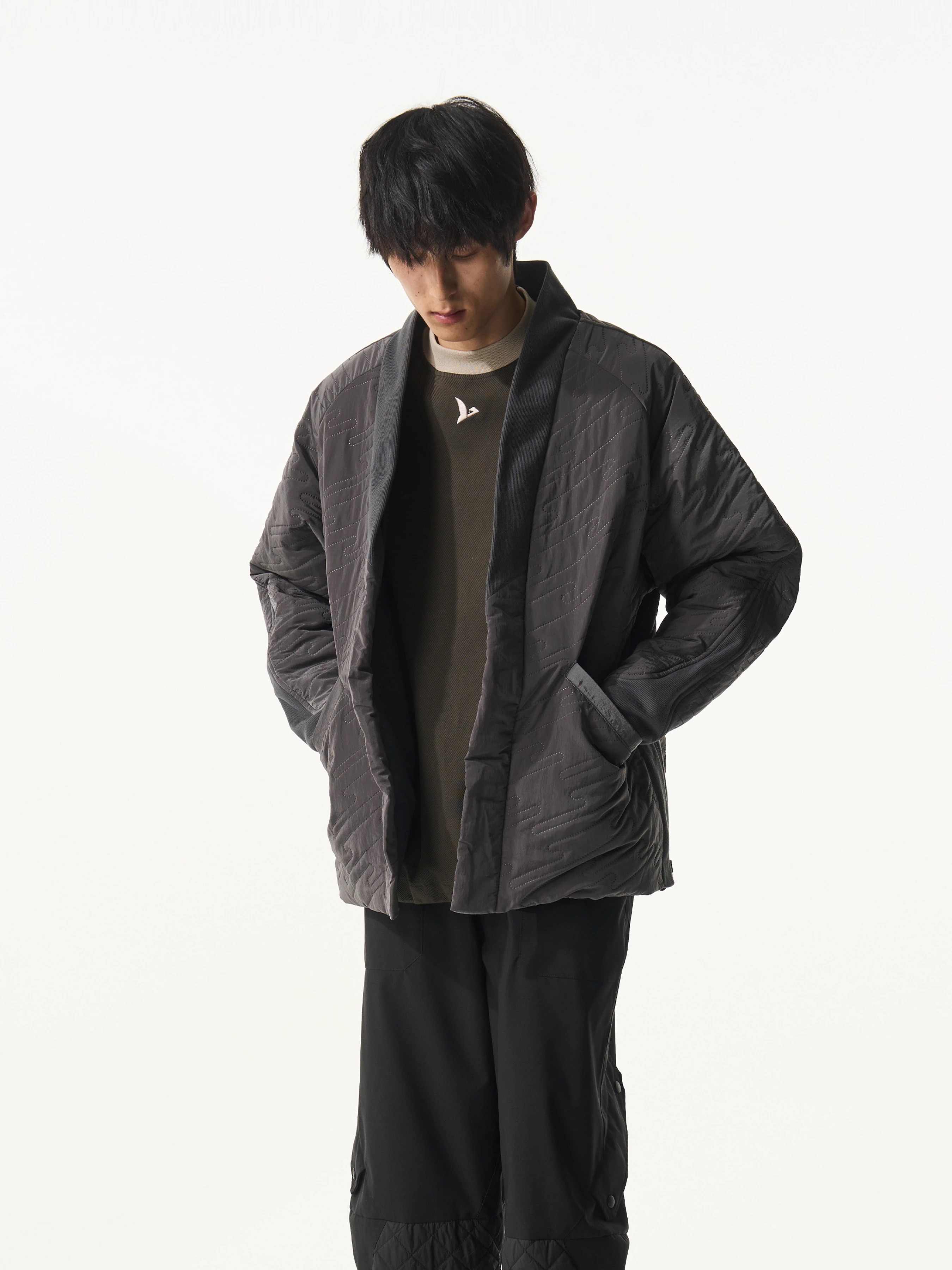 HALCYON 23AW Woven and Stitched Twill Patchwork New Shearling Robe