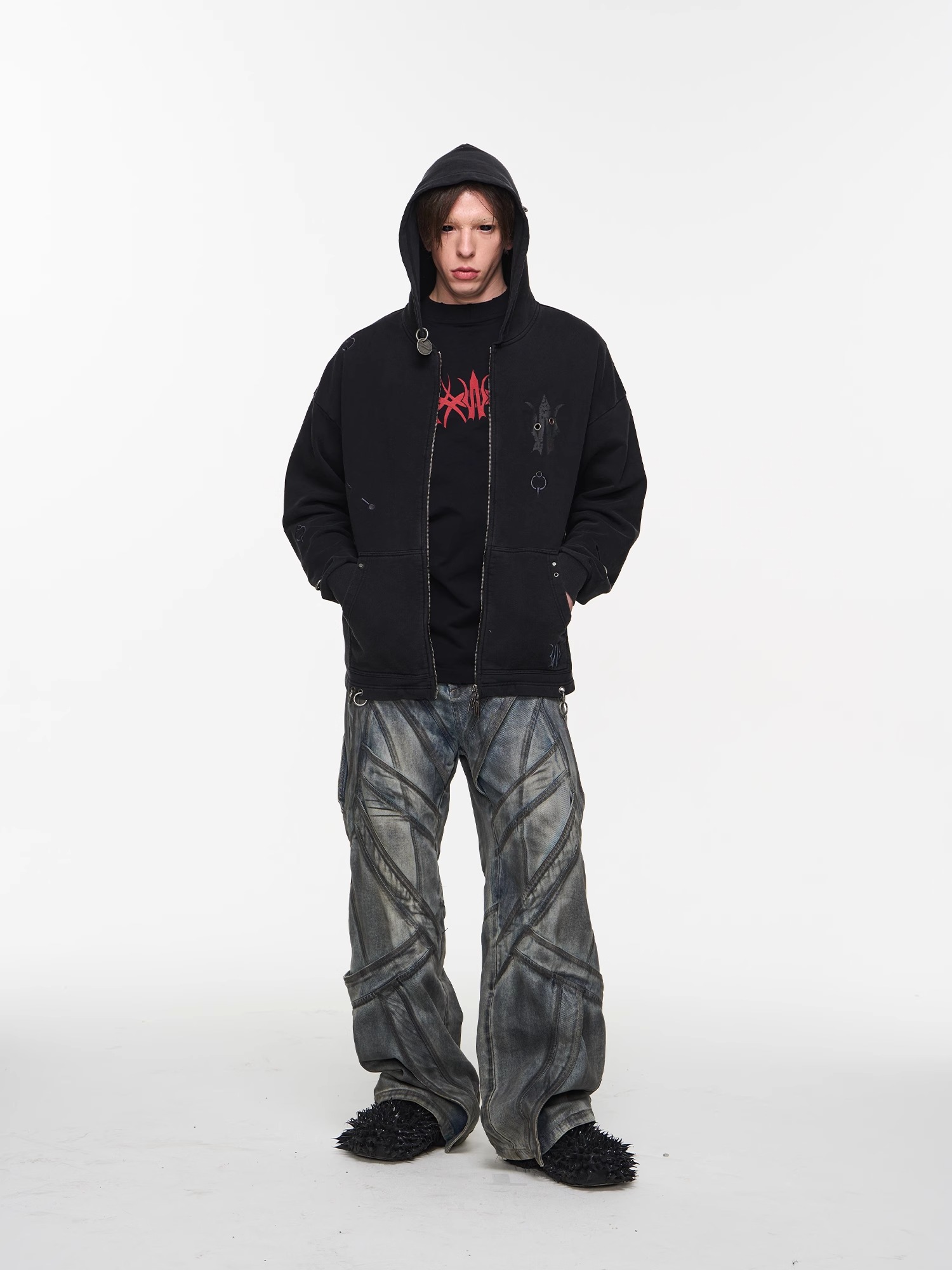 BLINDNOPLAN 24AW Heavy Metal Contrast Texture Hoodie Jacket
