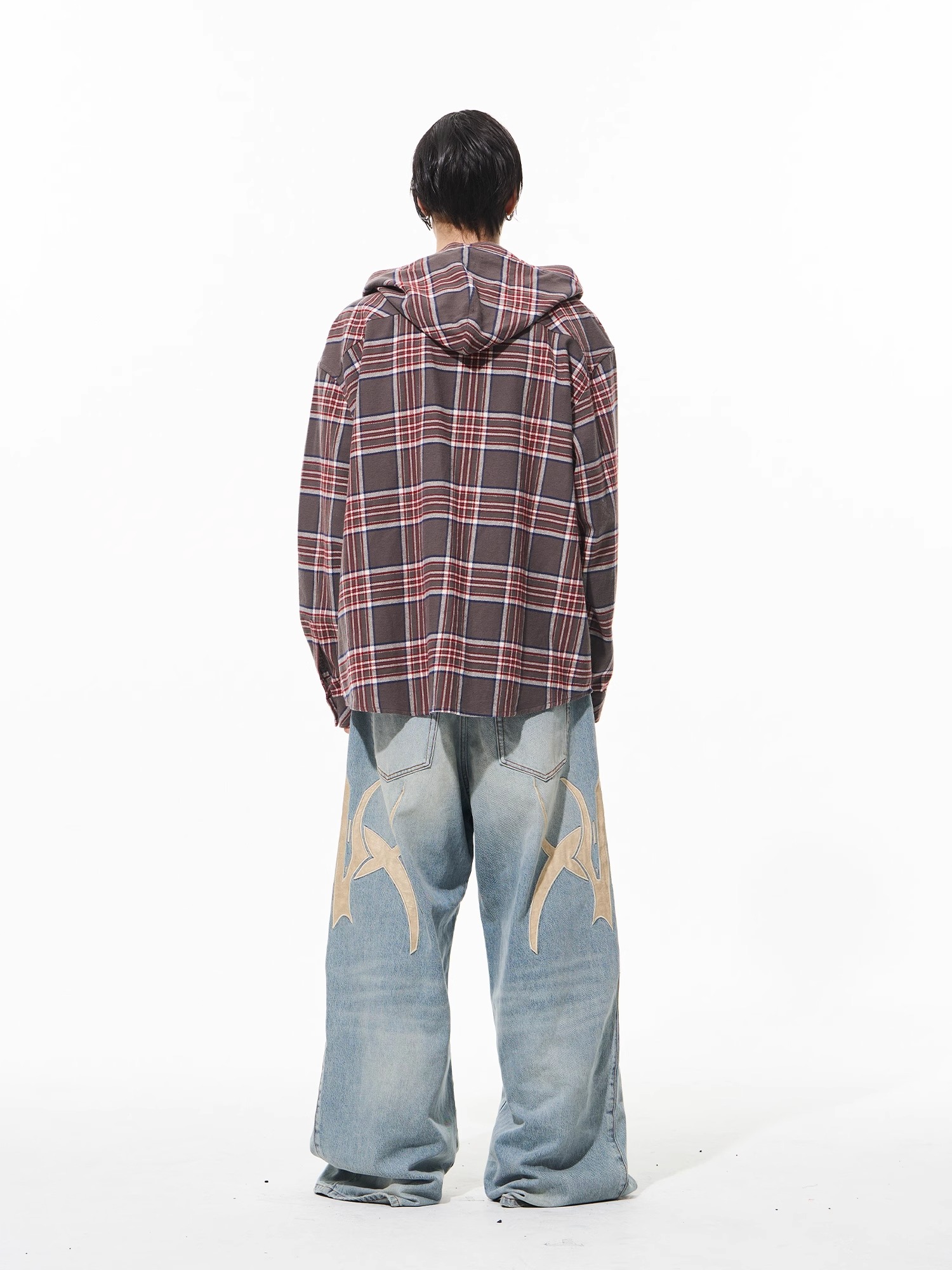 BLINDNOPLAN 24AW Metal Chain Accent Plaid Shirt