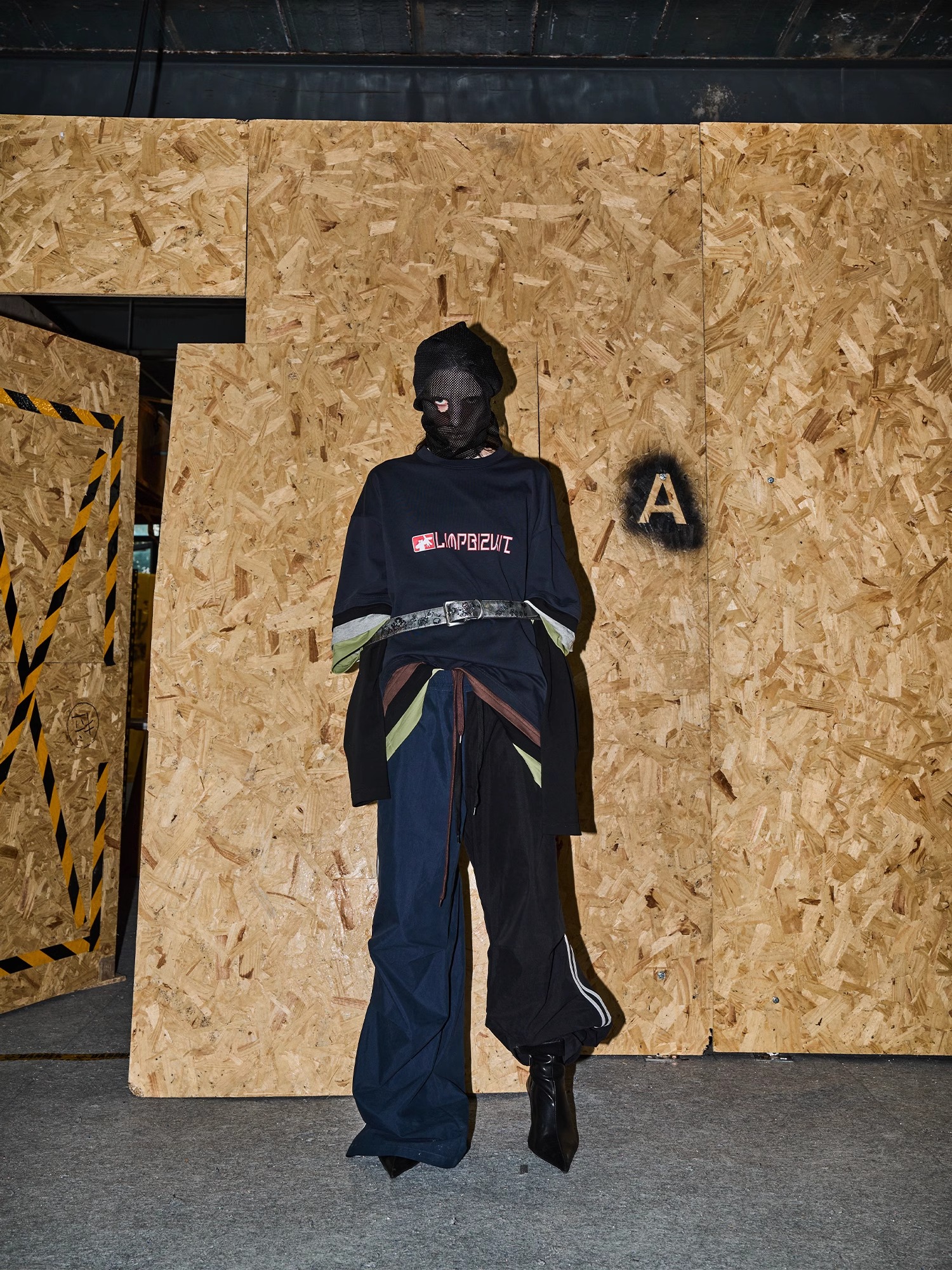 EXITMODE BY BLINDNOPLAN 24AW Double Waist Yin-Yang Pleated Track Pants