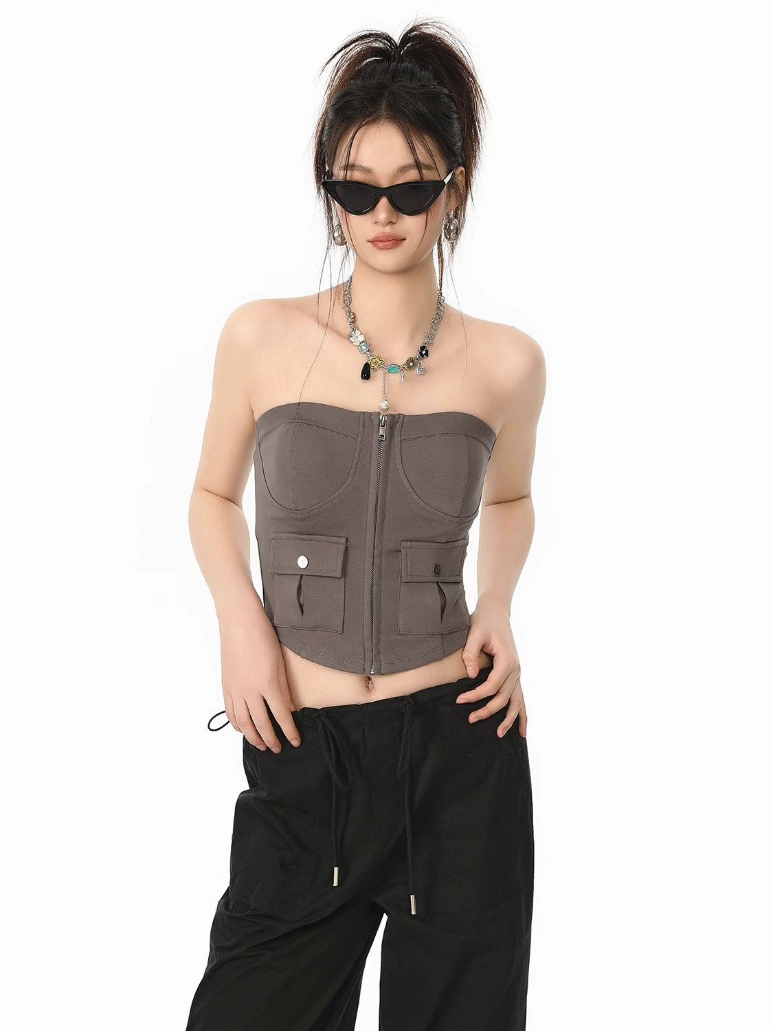 AUGENWEIDE 24SS Waist-Cinching Outerwear Tube Top